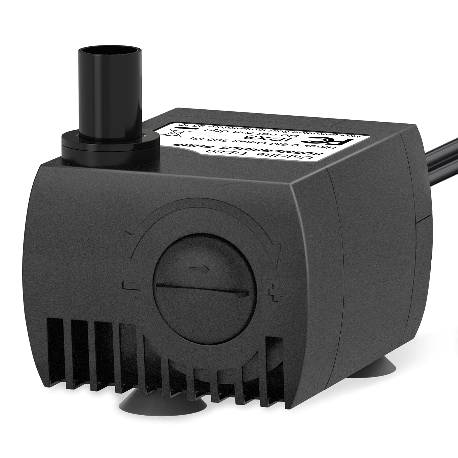 Uniclife 80 GPH Submersible Water Pump, 4W Quiet Pump for Fountain & Aquarium, 2.4ft High Lift, Black