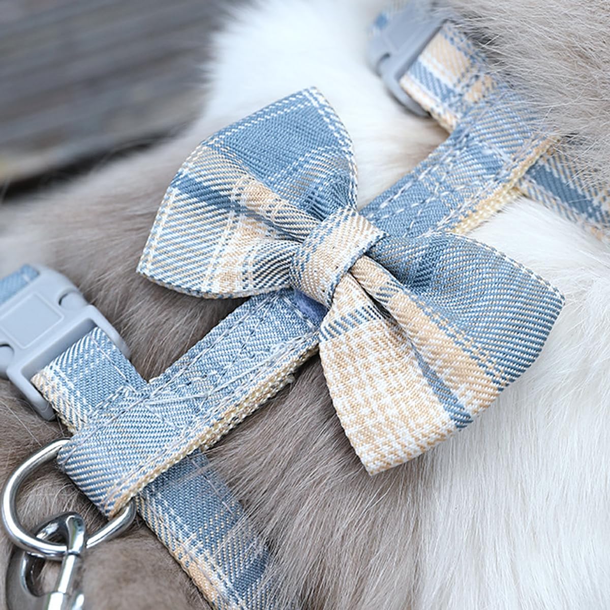 Wellyuk Cat Harness And Leash Set Escape Proof For Outdoor Walking Travel With Cute Red Check Bowtie, Kitten Soft Lightweight Sm