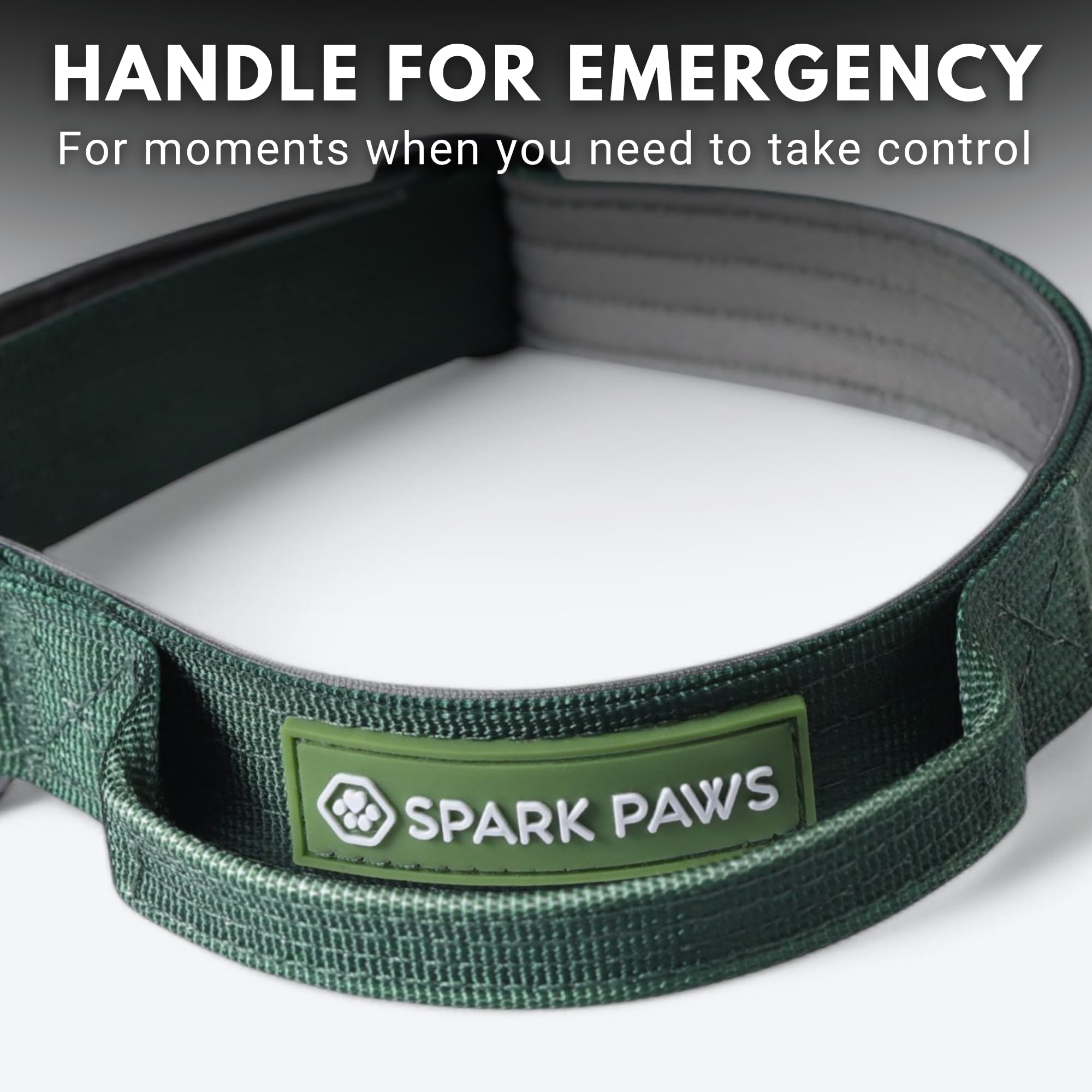 Spark Paws Tactical Dog Collar - Heavy Duty, Premium Quality, Thick And Durable For Large And Medium Dogs - Solid Green - Xs - 1