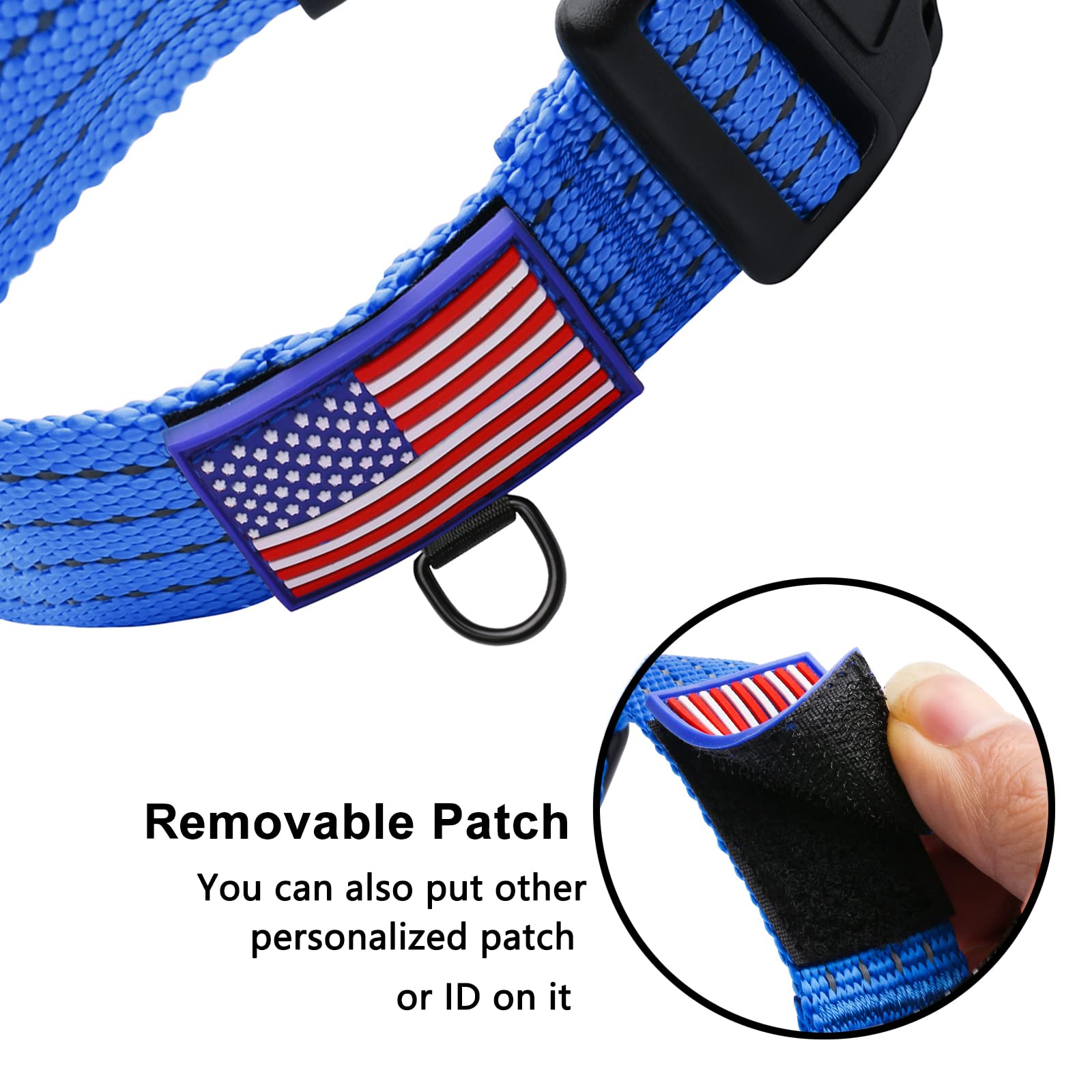 LUCKYDC Martingale Collar for Training Dogs. Adjustable Reflective Collars with Buckle-USA Flag- NO Pull-Prevents Slipping Out,