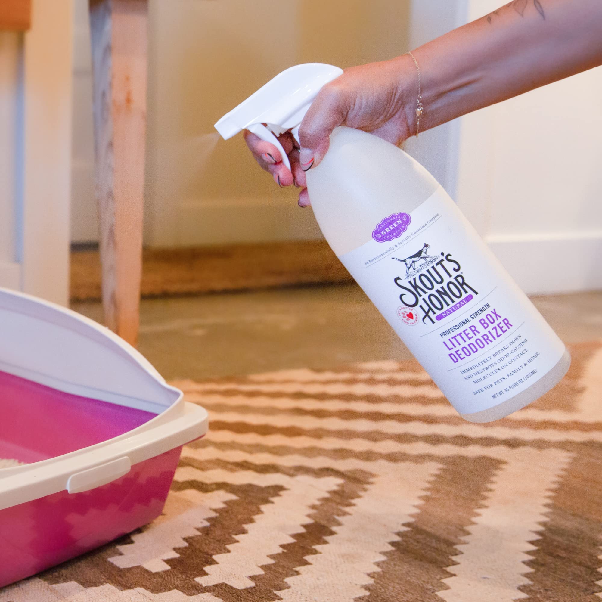SKOUTS HONOR: Litter Box Deodorizer - Professional Strength - Break Down & Destroy Cat Urine Odor, Feces Odor & Other Odor-Caus