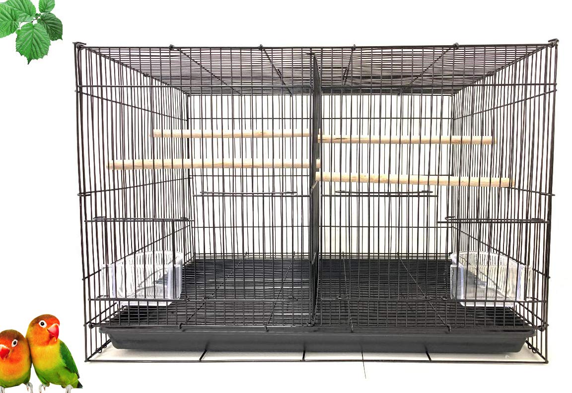 Small Aviary Canary Finch Budgie Lovebird Parakeet Breeding Bird Flight Cages, Pack Of 6, 24 X 16 X 16 H (Black, Center Divider)