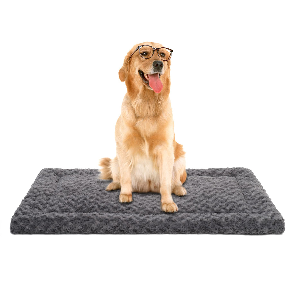 Washable Dog Bed Mat Reversible Dog Crate Pad Soft Fluffy Pet Kennel Beds Dog Sleeping Mattress For Large Jumbo Medium Small Dogs, 41 X 27 Inch, Gray