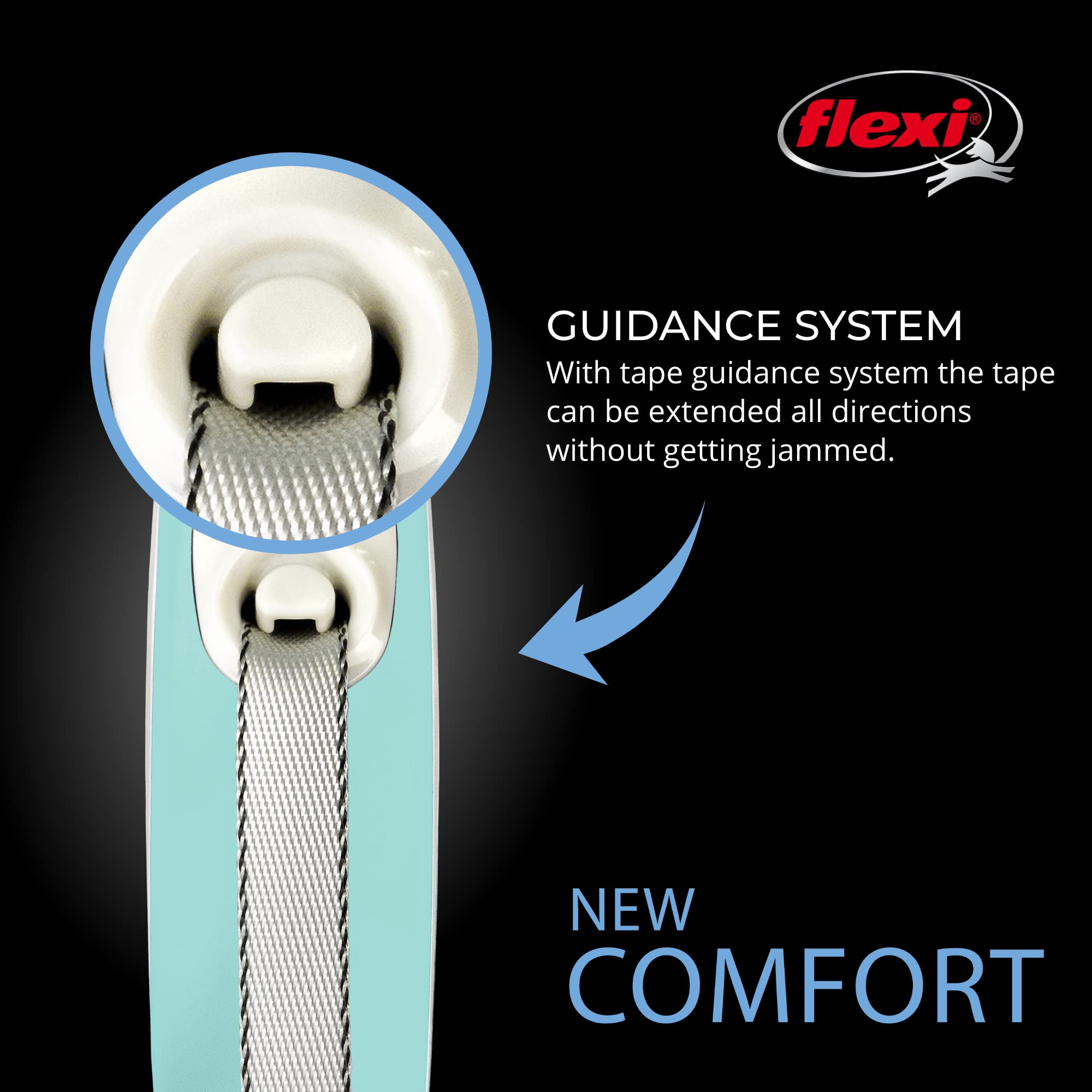 Flexi® New Comfort Retractable Dog Leash (Tape), Ergonomic, Durable And Tangle Free Pet Walking Leash For Dogs Up To 26 Lbs, 10 Ft, Extra Small, Blue/Pastel