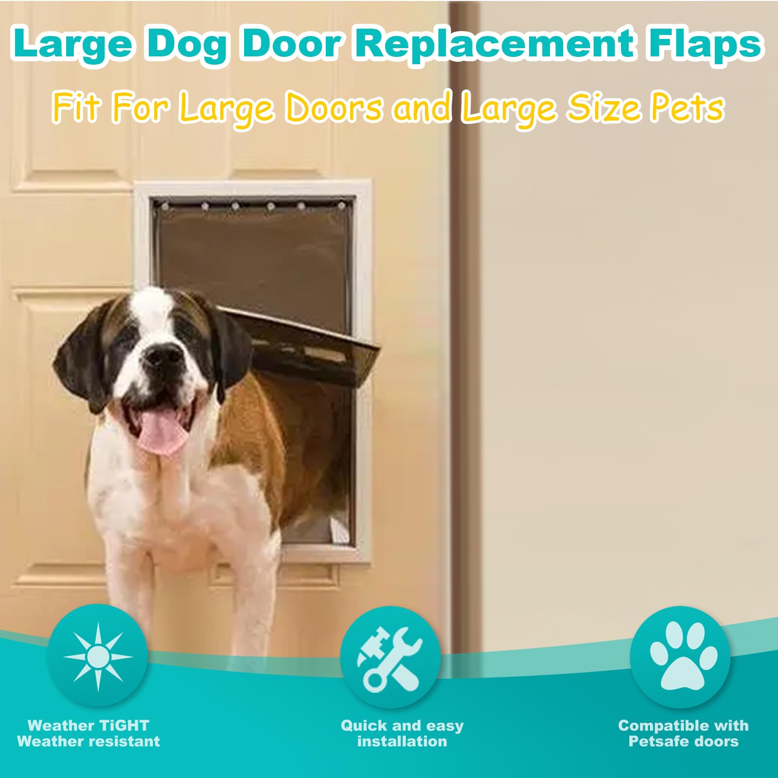 2 Pack Pac11-11039 Pet Door Replacement Flaps For Dog And Cat, Doggie Replacement Flap Doors Parts Compatible With Pet-Safes Fre