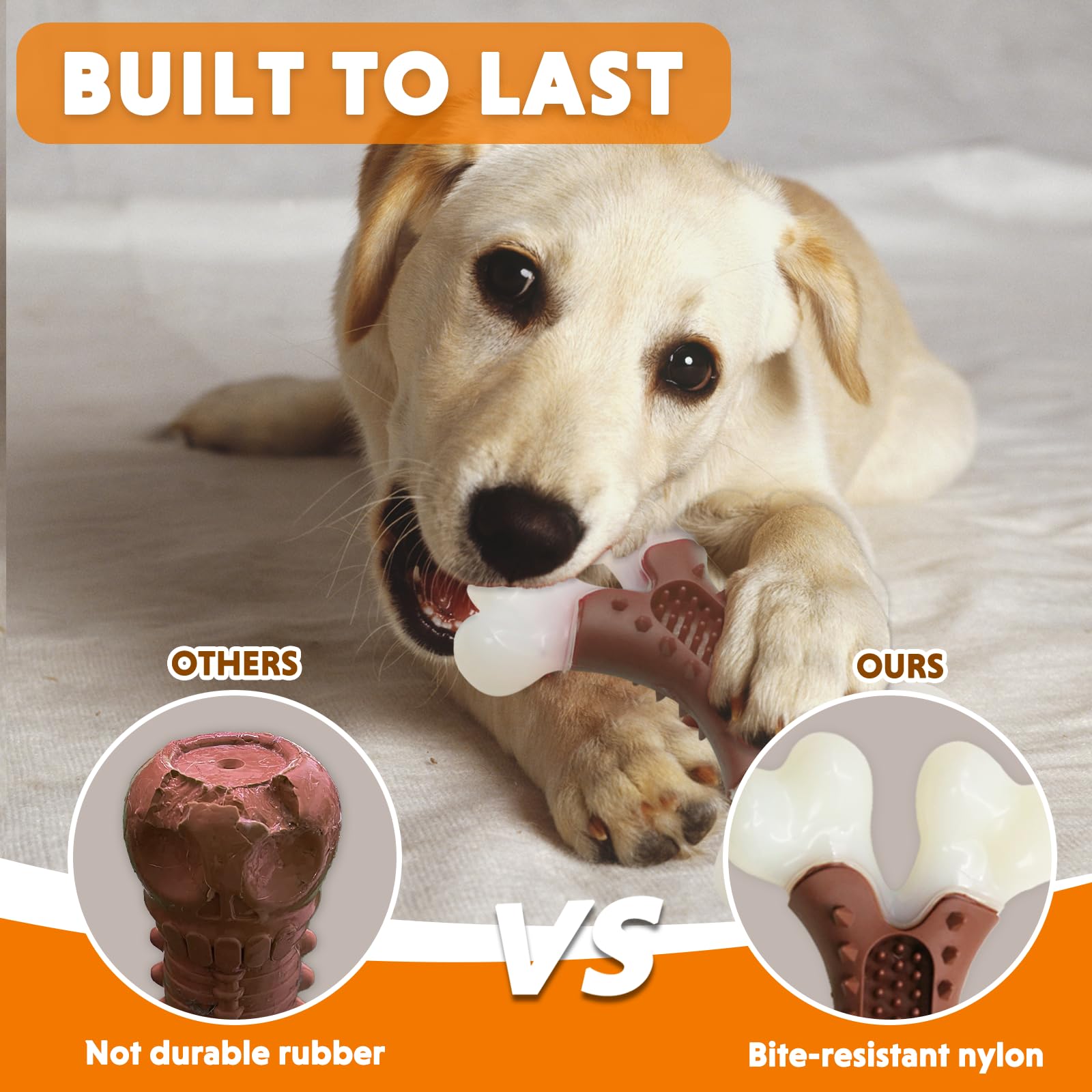Laroo Dog Toys For Aggressive Chewers Large Breed, Puppy Teething Chew Toys Medium Dogs,Heavy Duty Indestructible Bones, Peanut