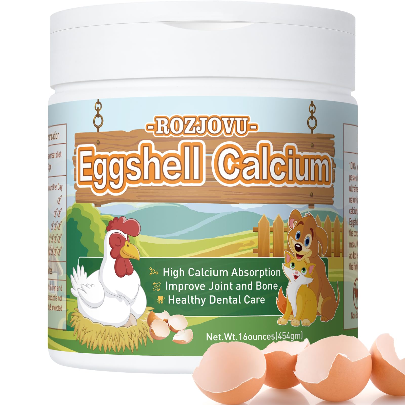 Eggshell Powder for Dogs and Cats, Eggshell Calcium Supplement, Great for Osteoporosis, Nourishes Bones, Supports Joints, Teeth,