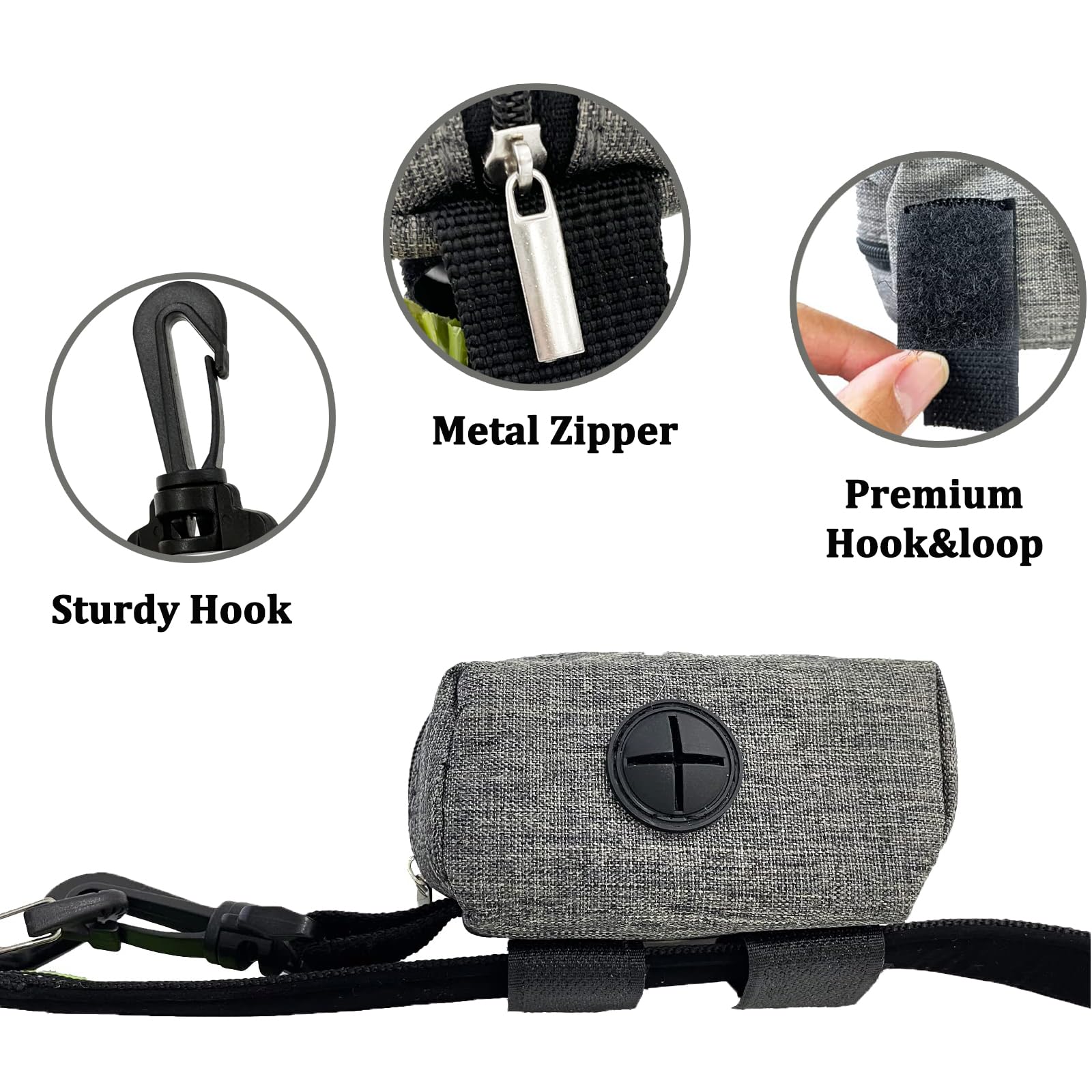 (2 Pack) Dog Poop Bag Holder For Leash,Doggie Waste Bag Dispenser Small Doggy Poop Bag Zipper Pouch With Carabiner Clip, Leash Attachment Holder For Pet Puppy Poop Bags