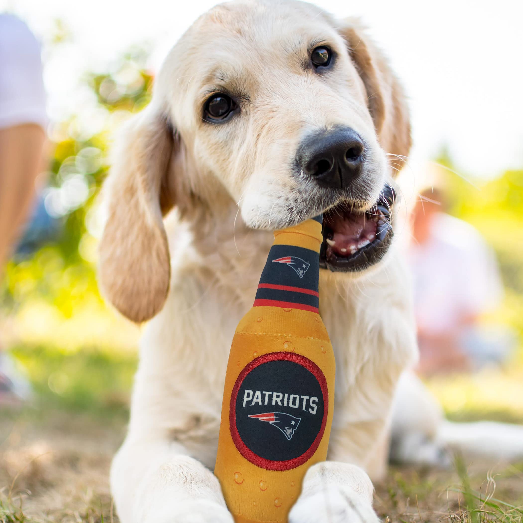 Pets First Nfl New England Patriots Beer Bottle Plush Dog & Cat Squeak Toy - Cutest Stadium Soda Bottle Snack Plush Toy For Dogs