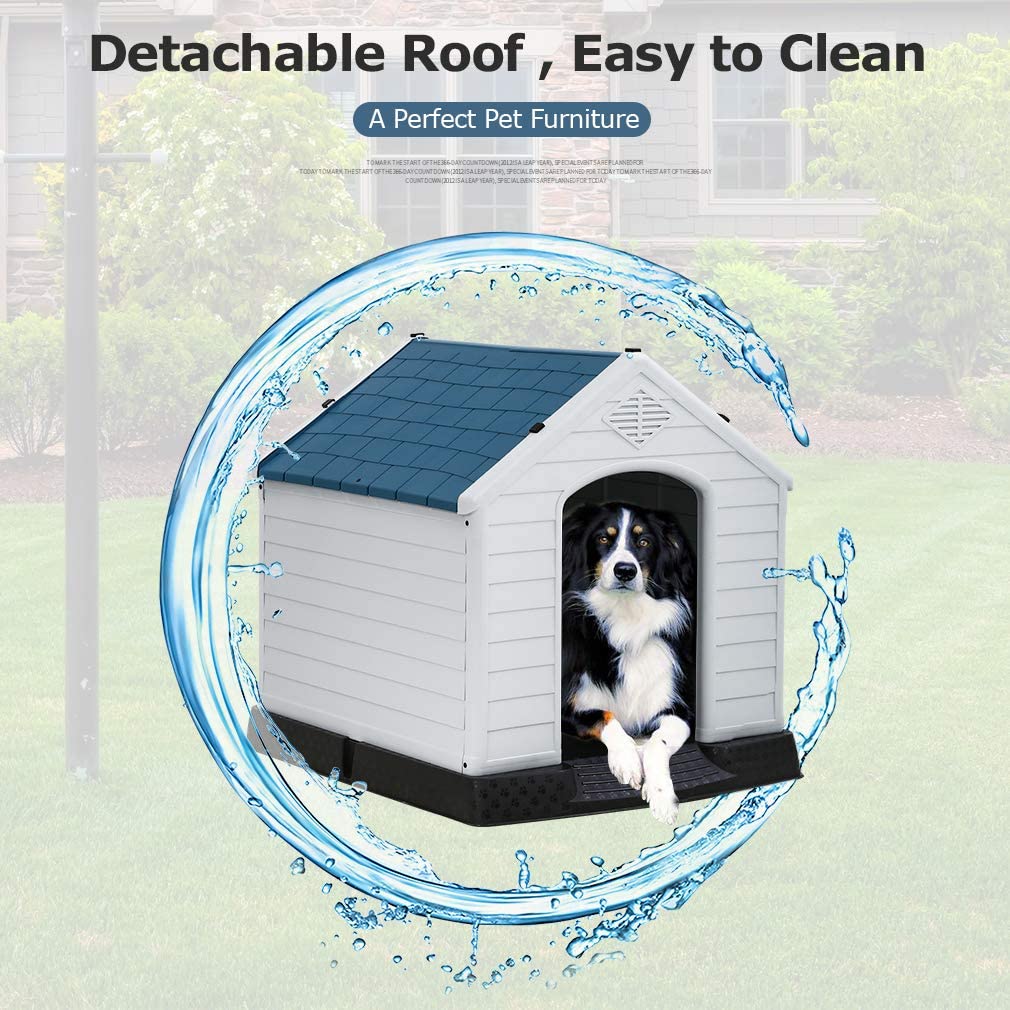 Indoor Outdoor Dog House Big Dog House For Small Medium Large Dogs 39 Inch High Plastic Dog Houses All Weather Dog House With Base Tough Durable House With Air Vents Elevated Floor Water Resistant
