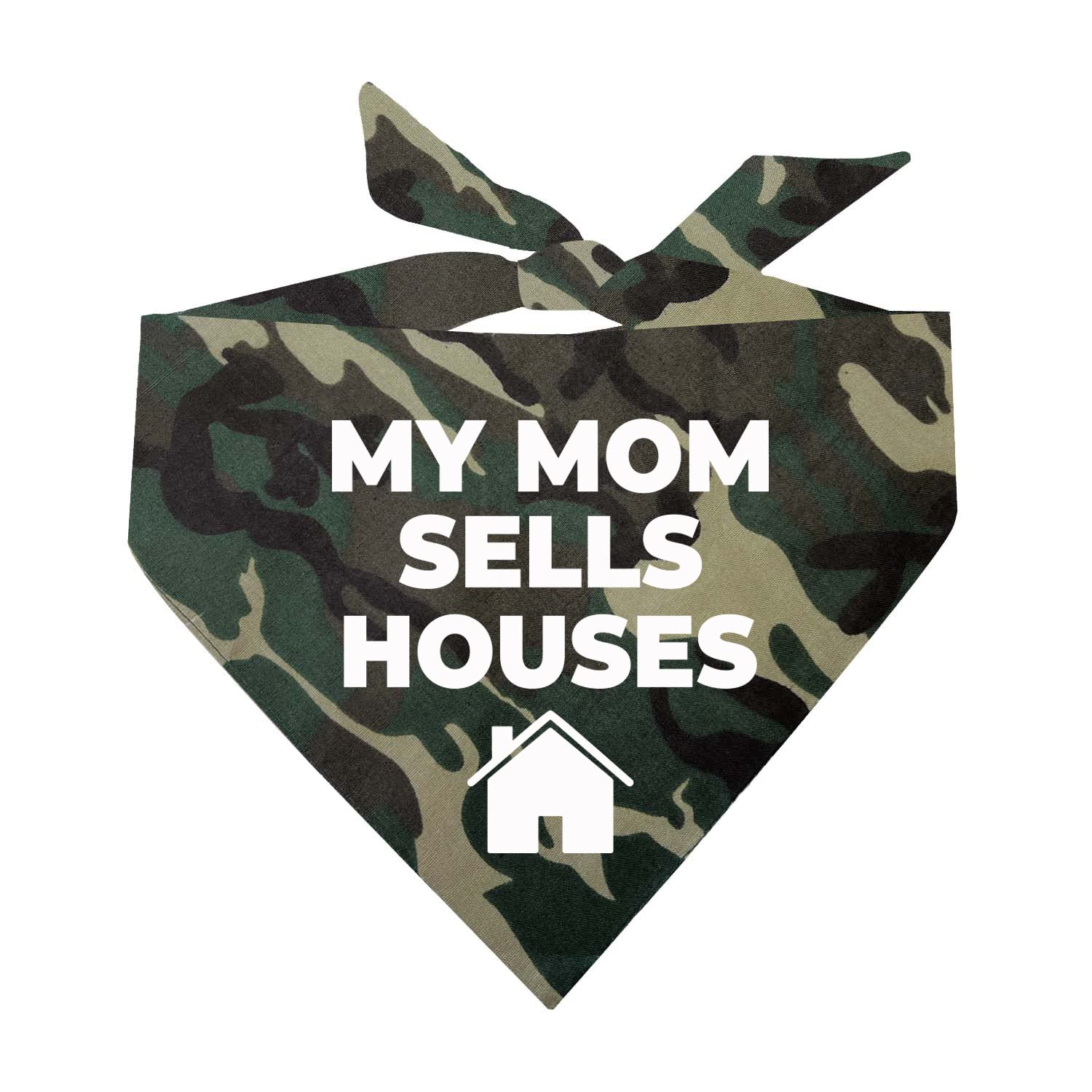 My Mom Sells Houses Real Estate, Realtor Dog Bandana (Camo, Xs 18)