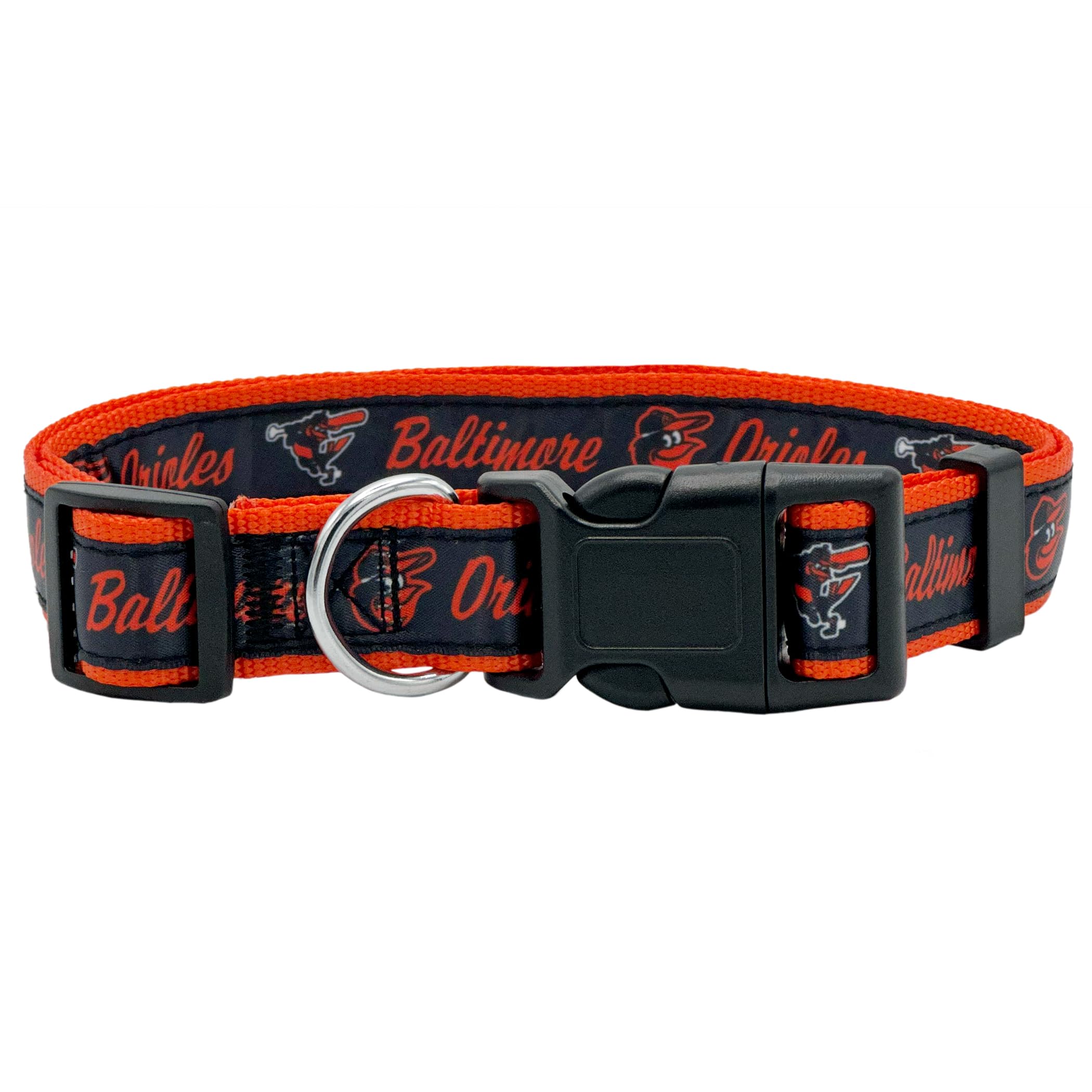 MLB Baltimore Orioles Licensed PET COLLAR- Heavy-Duty, Strong, and Durable Dog Collar. Available in 29 Baseball Teams and 4 Size