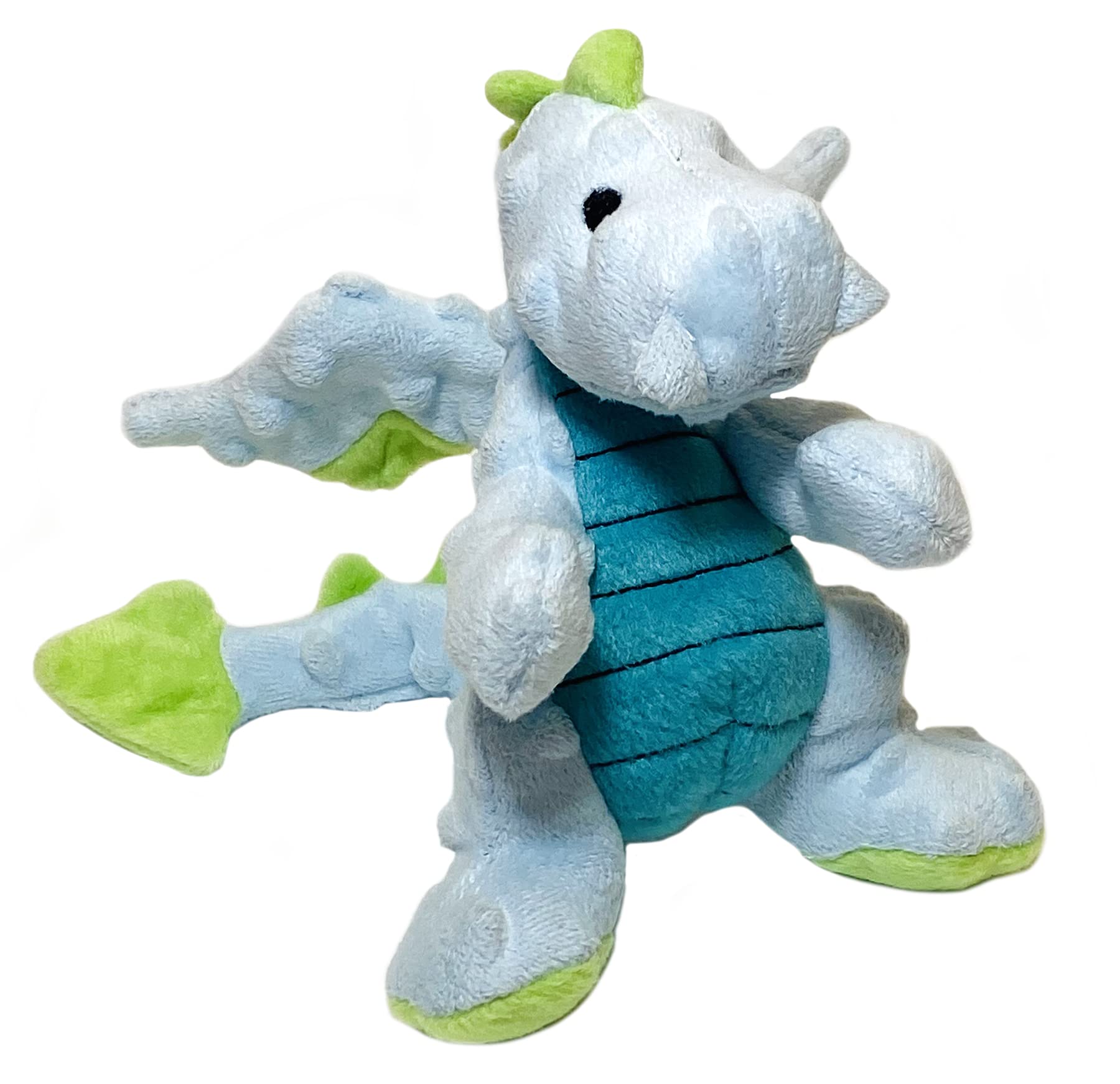 Godog Bubble Plush Dragons Squeaky Dog Toy, Chew Guard Technology - Light Blue, Small