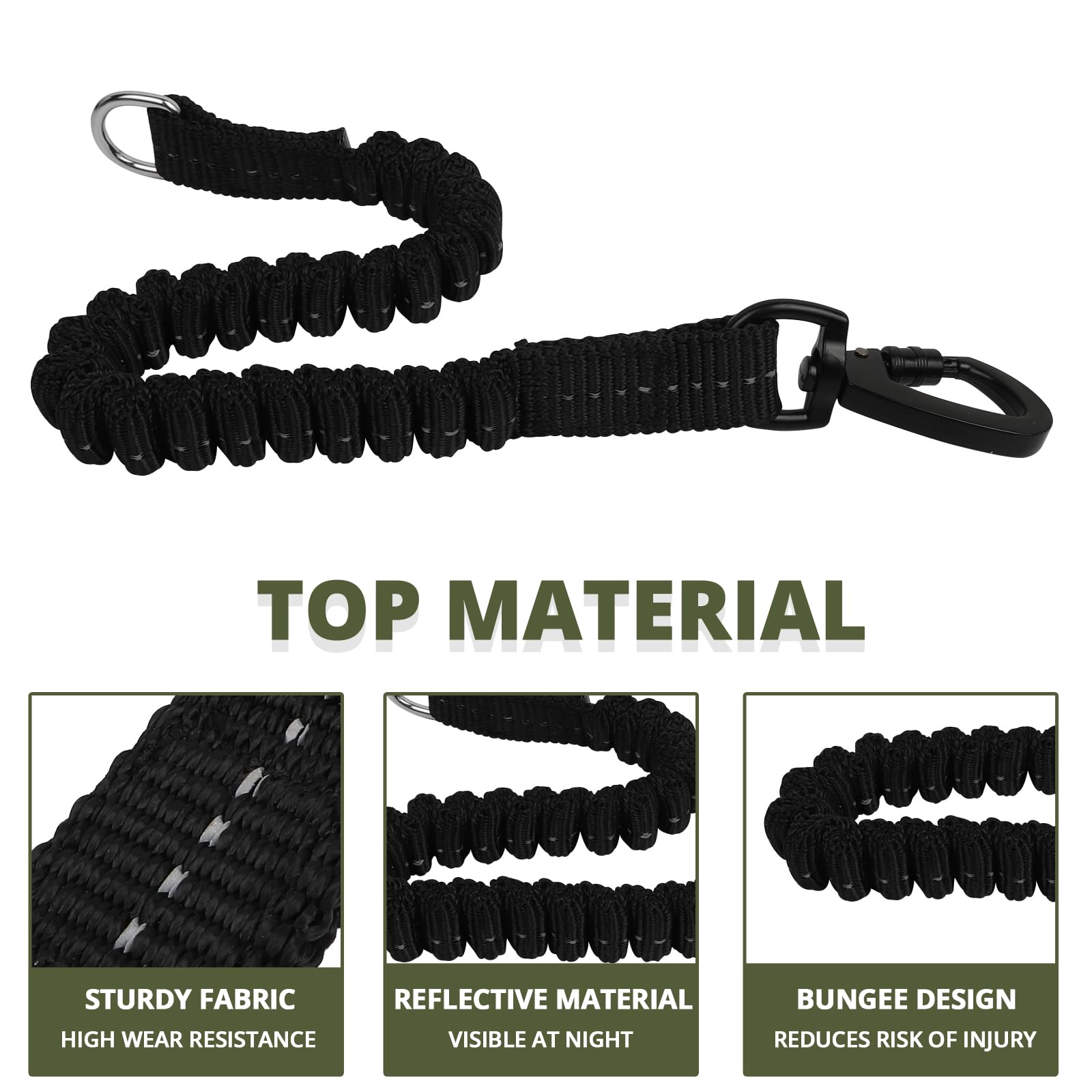 Jenico Rope Dog Leash 6Ft: Heavy Duty Nylon Leashes With Swivel Lockable Hook Reflective Threads Bungee And Padded Handle - Dog