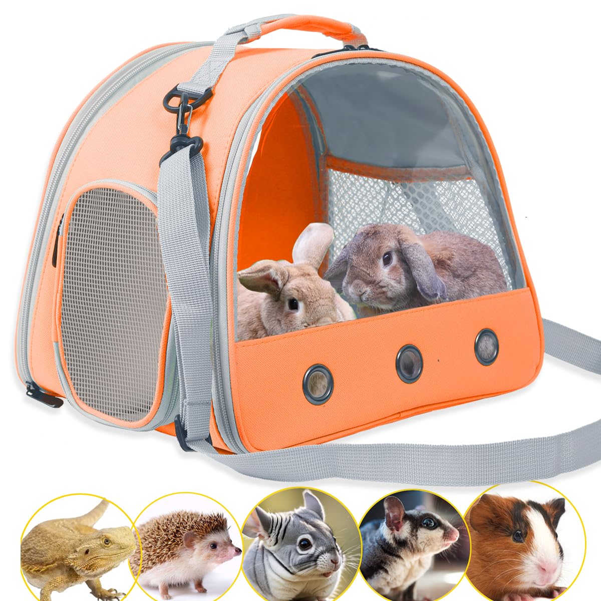 Wevonigu Rabbit Travel Carrier,Lizards Carrier, Small Animal Travel Carrier For Bunny Sugar Glider Hedgehog Rat Parrot Bird Guin