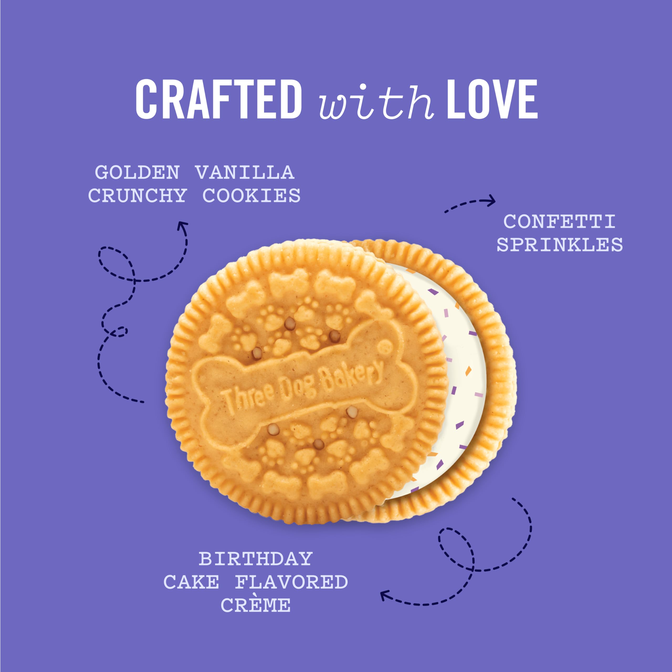 Three Dog Bakery Birthday Confetti Lickn Crunch! - Dog Friendly Birthday Cookies, Cake-Flavored Dog Treats, Celebratory Cookie f