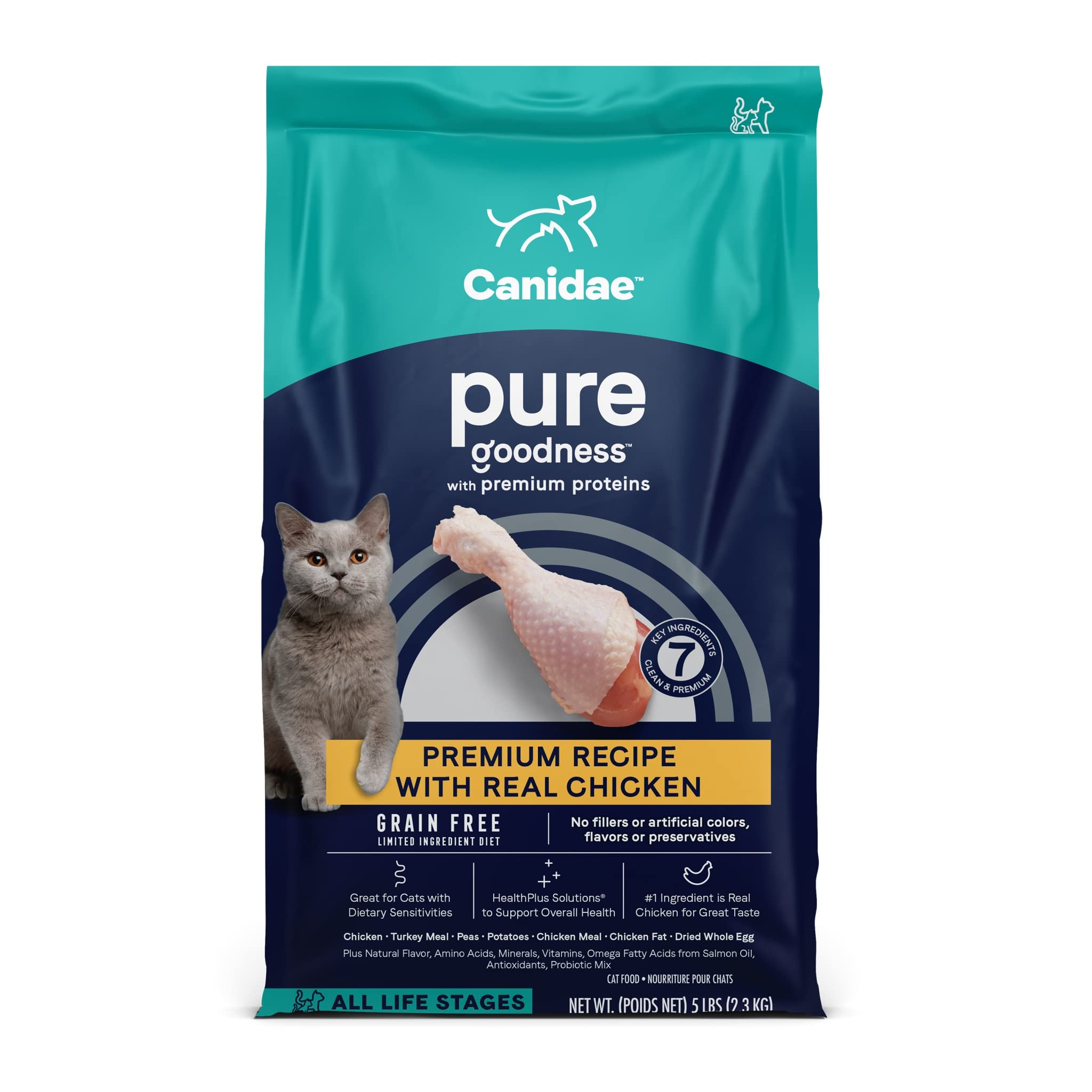 Canidae Pure Limited Ingredient Premium Dry Cat Food, Real Chicken Recipe, 5 lbs, Grain Free