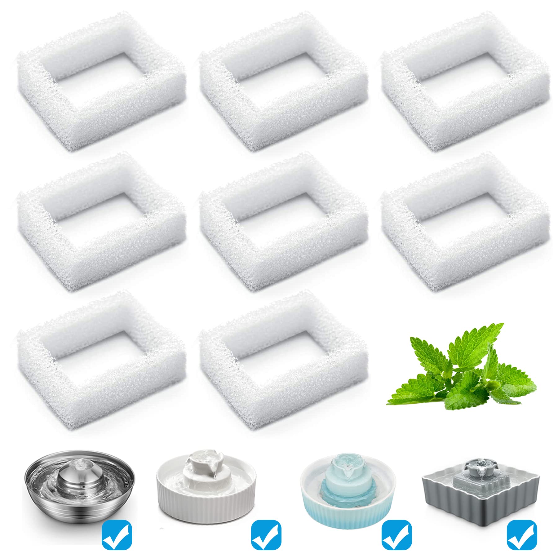 Cat Water Fountain Pre-Filter Sponge 8 Pack For Ceramic Cat Fountain And Stainless Steel Pet Water Fountain