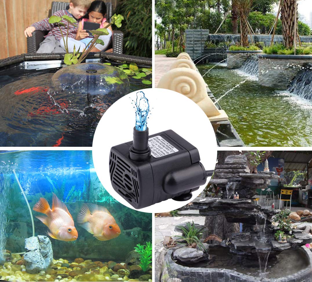 Aquarium Water Pumps,Driew Mini Submersible Water Pump, Dc 5.5-12V 5V 9V 12V Brushless Waterproof Pumps For Pond Aquarium With 4.5 Feet Cord, 200L/H