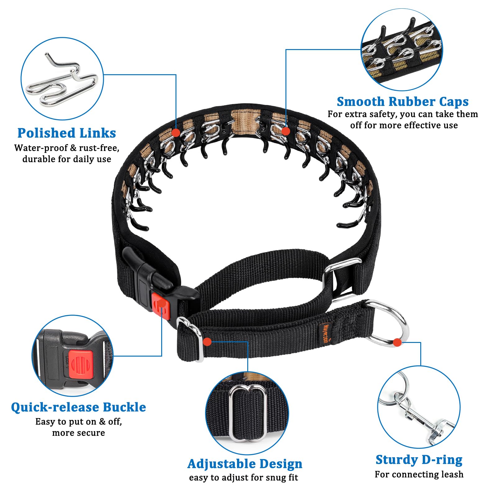 Martingale Collar For Dogs, No Pull Dog Collar For Small Medium Large Dogs, Dog Walking Collar For Pulling, Anti Pull Dog Martingale Training Collars With Buckle (M, Black)
