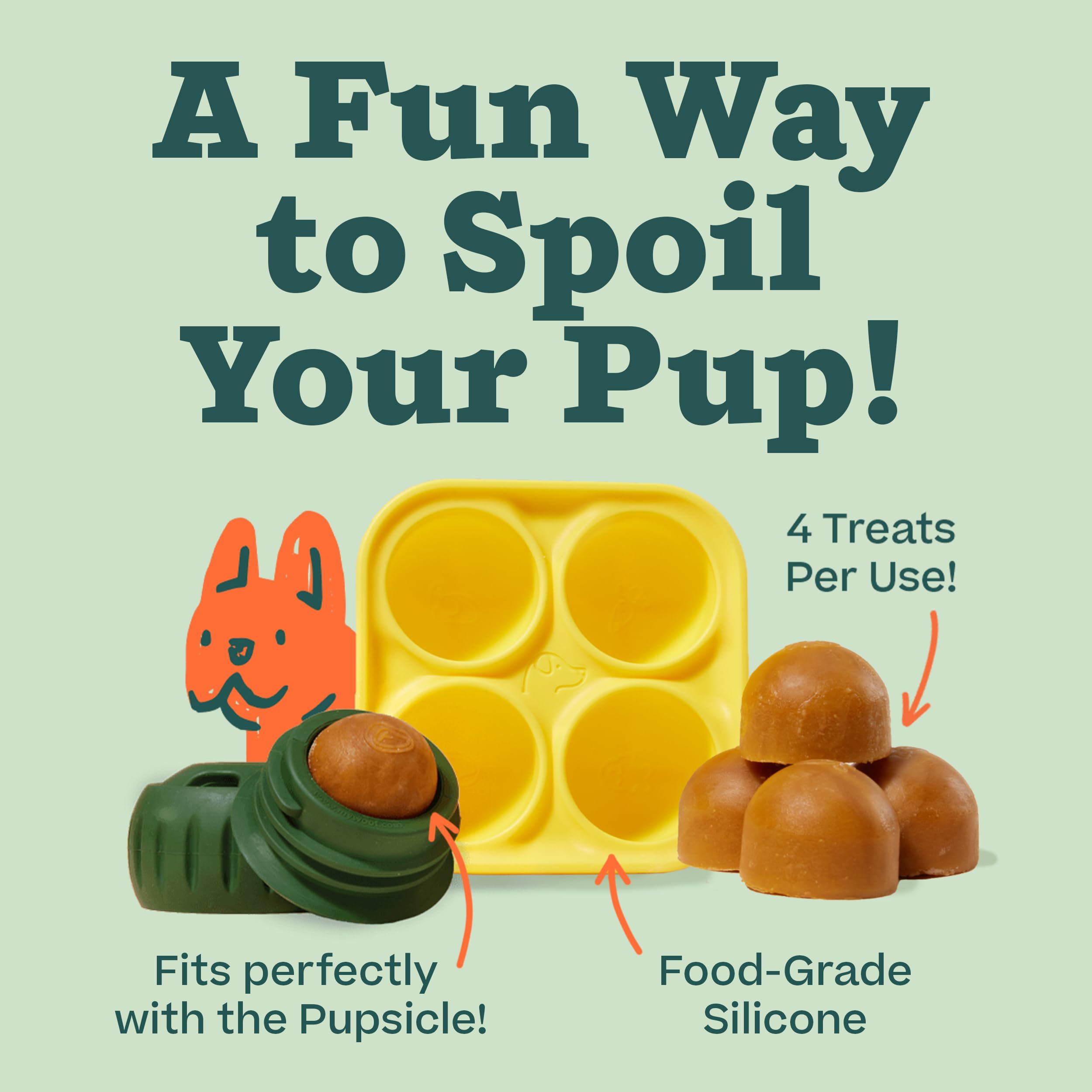 WOOF Pupsicle Treat Tray Mold, XL 75 lbs and Up, Silicone Molds for Dog Treats, Dishwasher Safe, Reusable Treat Tray, Freeze Ref