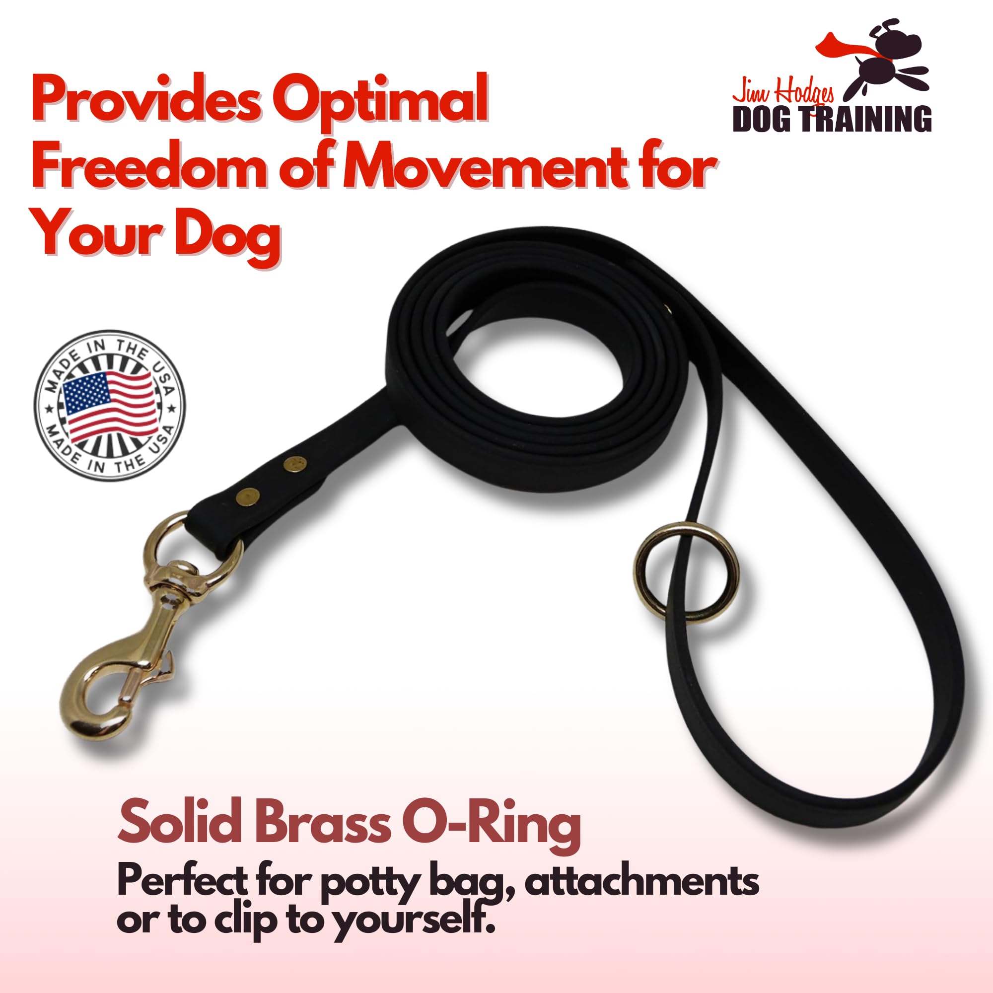 Jim Hodges Dog Training Gummy Dog Leash, Biothane, Dog Training Leash, Made In The Usa, 4 Feet, Various Sizes & Colors (5/8, Black)
