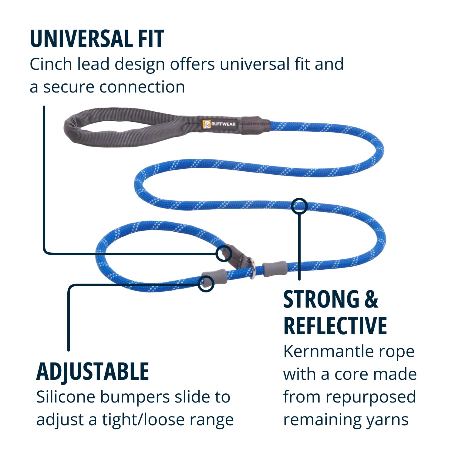 Ruffwear, Just-A-Cinch Dog Leash, 2-In-1 Lead Collar Combination, Slip Lead, Blue Pool