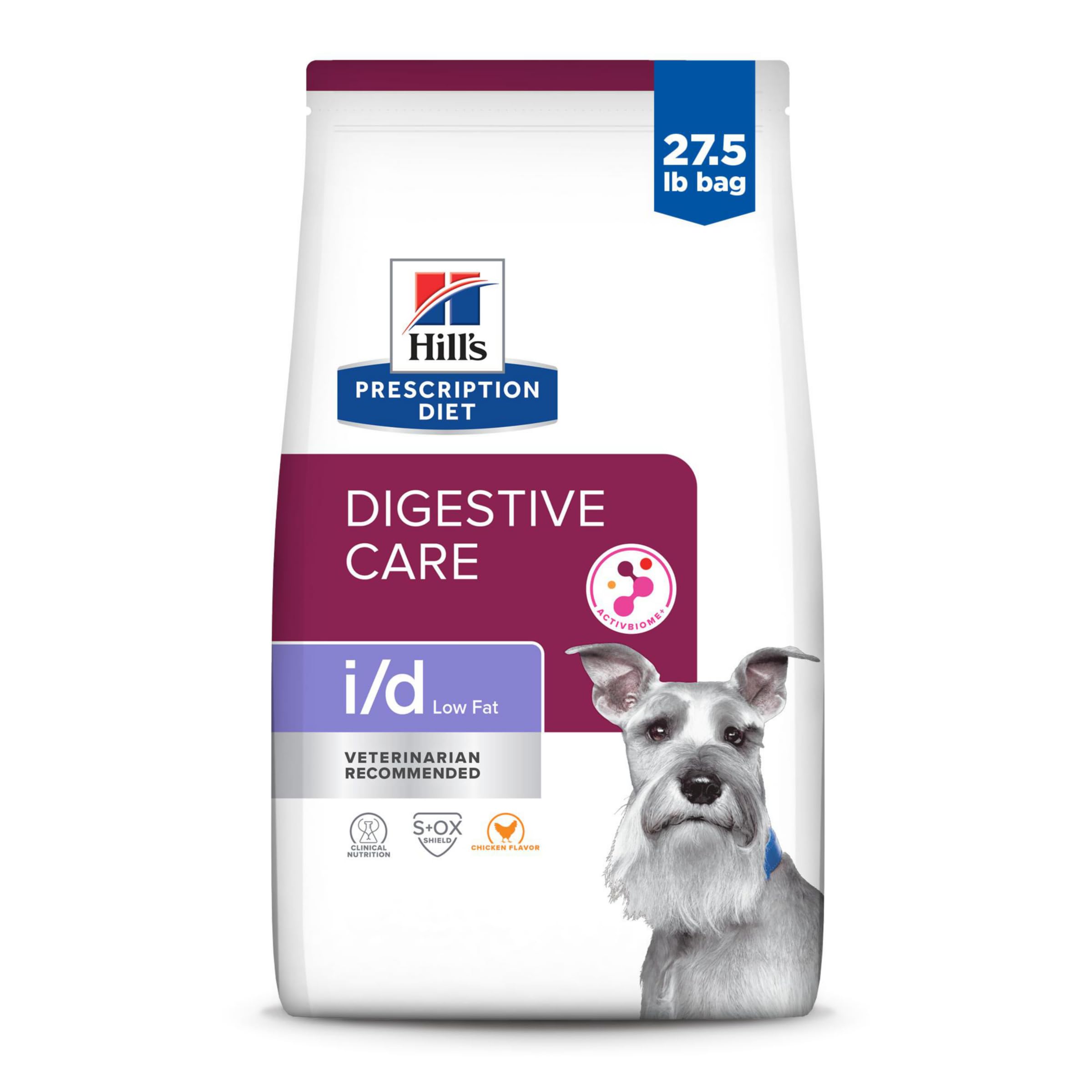 Hills Prescription Diet i/d Low Fat Digestive Care Chicken Flavor Dry Dog Food, Veterinary Diet, 27.5 lb. Bag