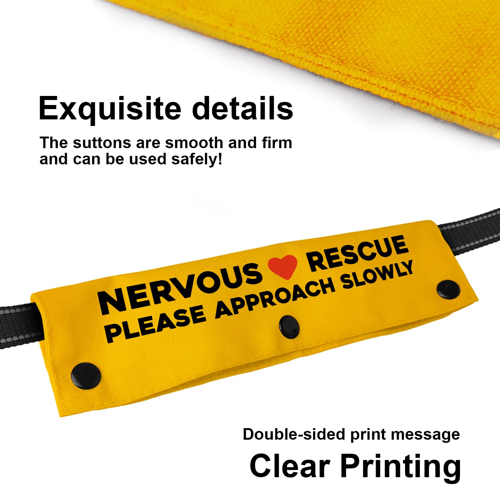 Yrovwenq Nervous Rescue Please Approach Slowly Yellow Sleeve - Funny Dog Leash Wrap For Dogs 8.8 Inches * 2.5 Inches