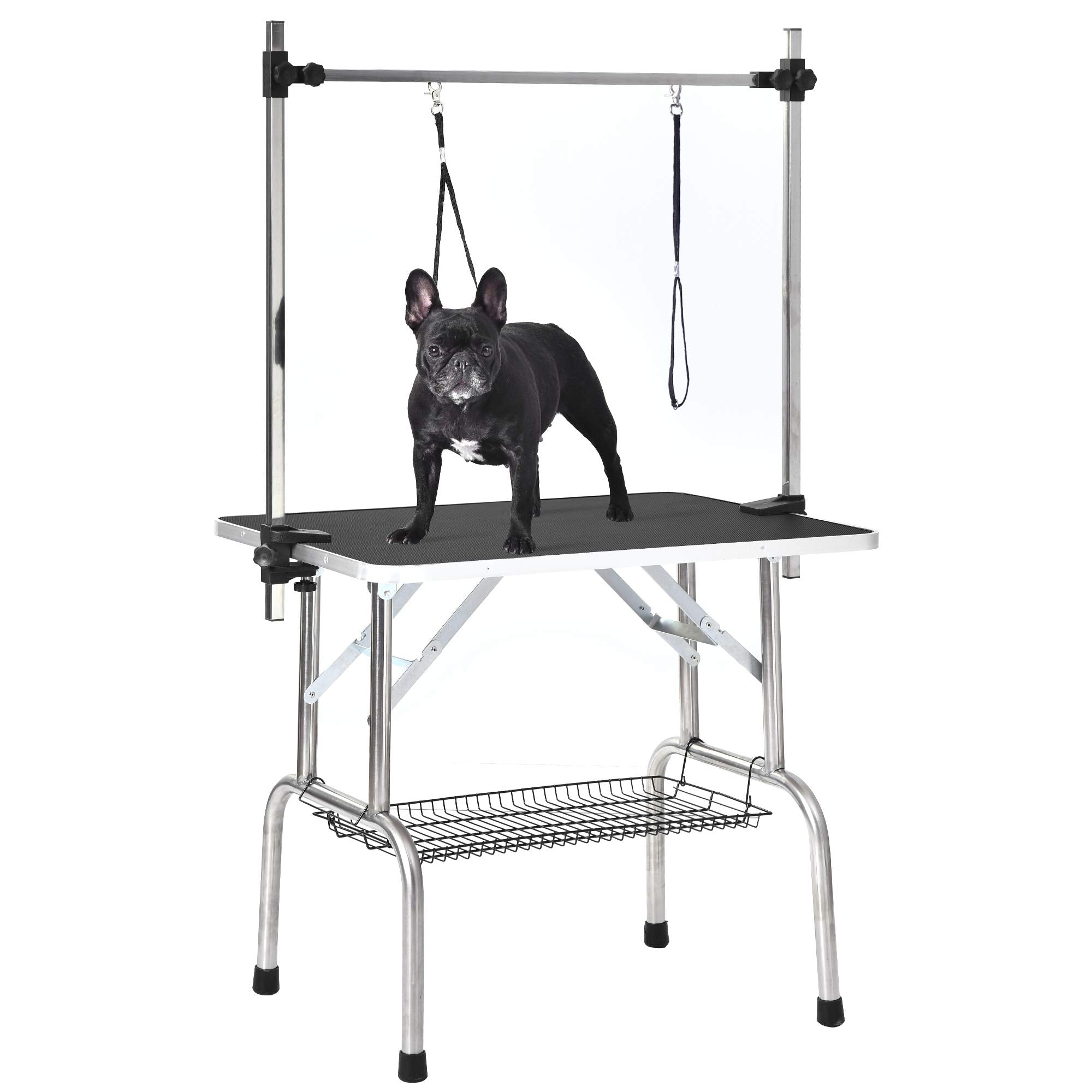 Furfox 36' Professional Dog Pet Grooming Table Adjustable Heavy Duty Portable W/Arm & Noose & Mesh Tray (Black)