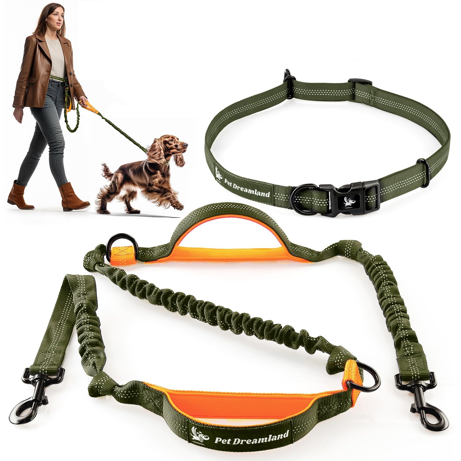 Retractable Hands Free Dog Leash For Small Dogs | Waist Leash For Dog Walking, Hiking | Dog Running Leash | Belt Leash For Medium Dogs | Service Dog Leash | Dog Walking Accessories | Bungee Dog Leash