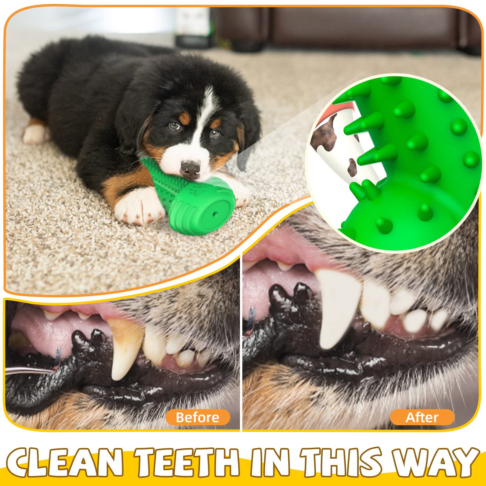 Pamlulu Christmas Dog Gifts, Dog Toys For Small Dogs Dog Toothbrush For Teething Cleaning, Rubber Dog Squeaky Toys For Puppy