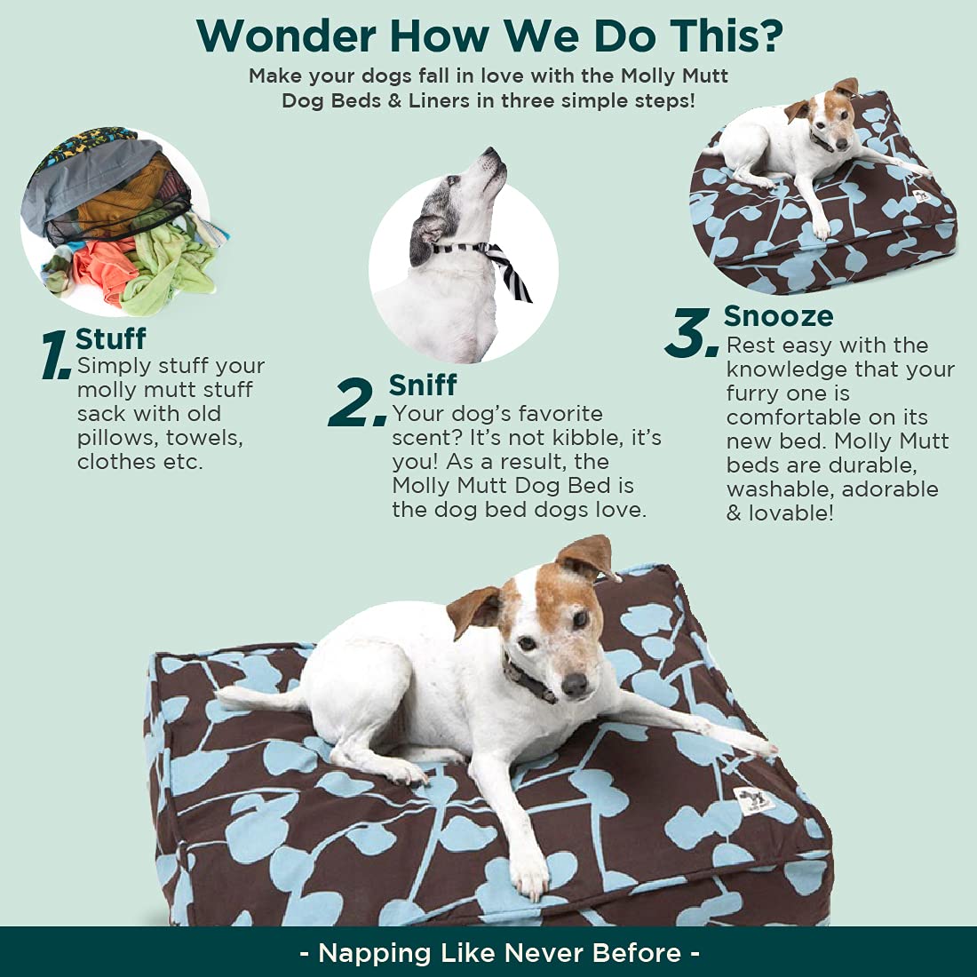 Molly Mutt Medium To Large Dog Bed Cover - Your Hand In Mine Print - Measures 27”X36”X5’’ - 100% Cotton - Durable - Breathable - Sustainable - Machine Washable Dog Bed Cover