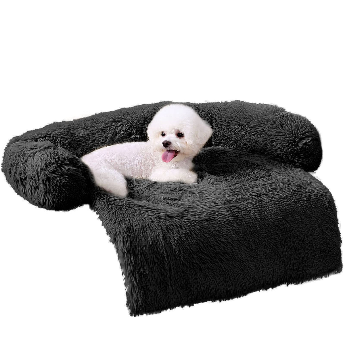 Hachikitty Dog Sofa Bed Mat Cover Soft Plush, Couch Cover For Dogs Dog Mat For Furniture Protector Pet Sofa Mat For Dogs, Dog Furniture Bed Sofa Cushion Washable Dogs Bed Mats(X-Large Black)