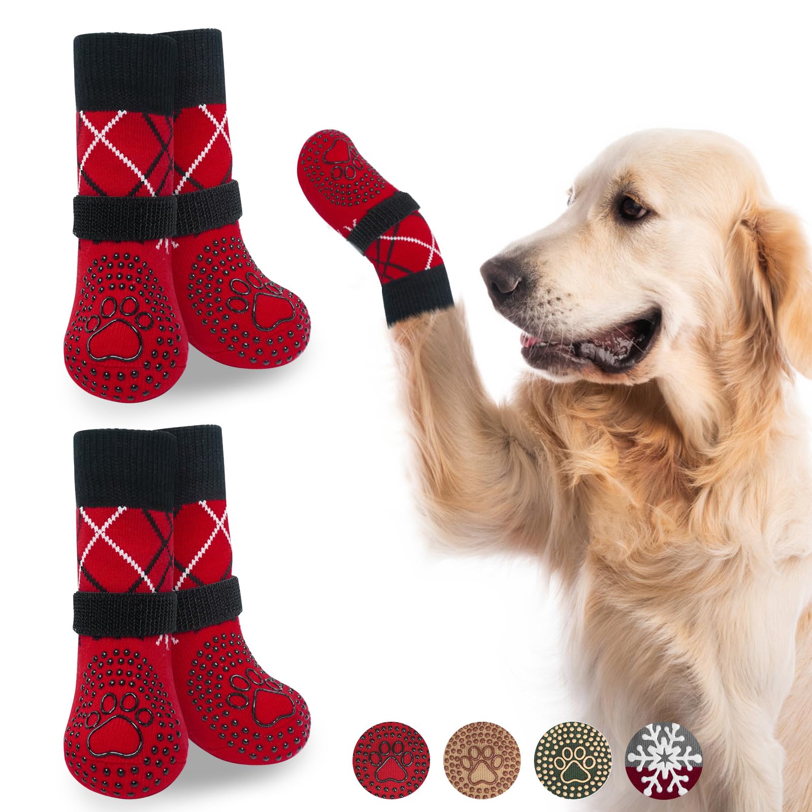 BEAUTYZOO Dog Socks - Anti Lick, Anti Slip, Senior Dog Grippy Socks - Size L
