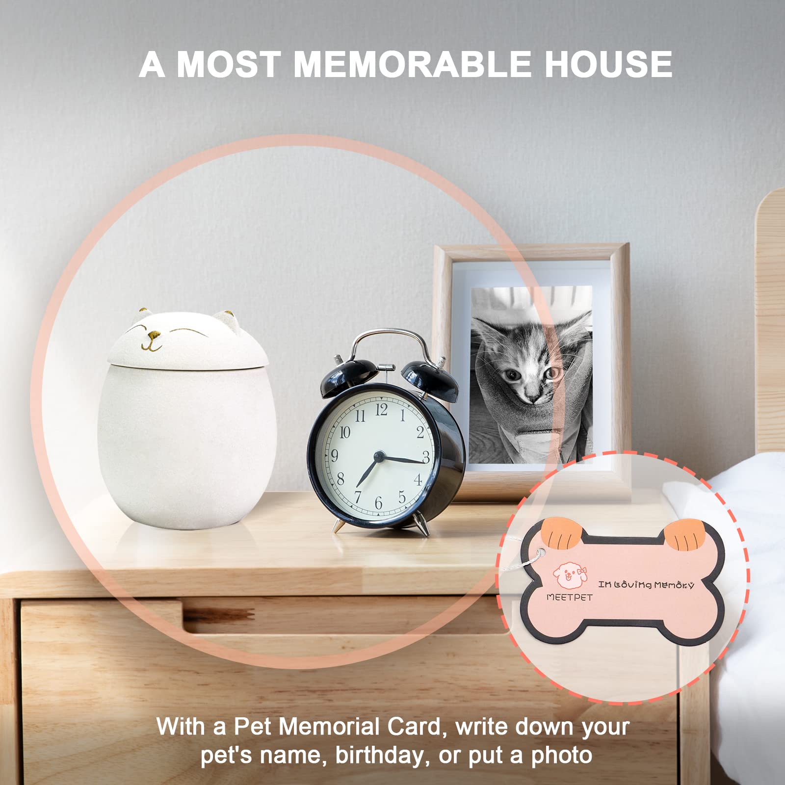 Meetpet Cat Urn Dog Urn Sized 3.2X2.9 And 4.9X4.25. A Smiley-Cat Pet Urn With A Memoria Card.Cat Urns For Ashes For Your Pet (12