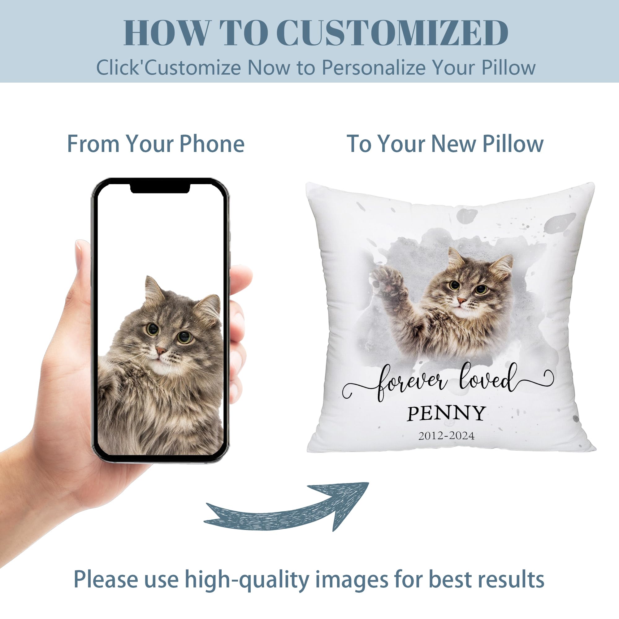 Funny Diy Custom Pet Memorial Gifts For Loss Of Dogs, Personalized Pet Watercolor Portrait Throw Pillows With Pictures, Dog Cat