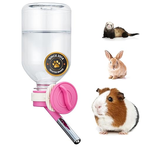 Choco Nose No-Drip Water Bottle/Feeder for Small Pets, 10.2 oz, 10mm Nozzle, C128 Pink - Ideal for Guinea Pigs, Bunnies,