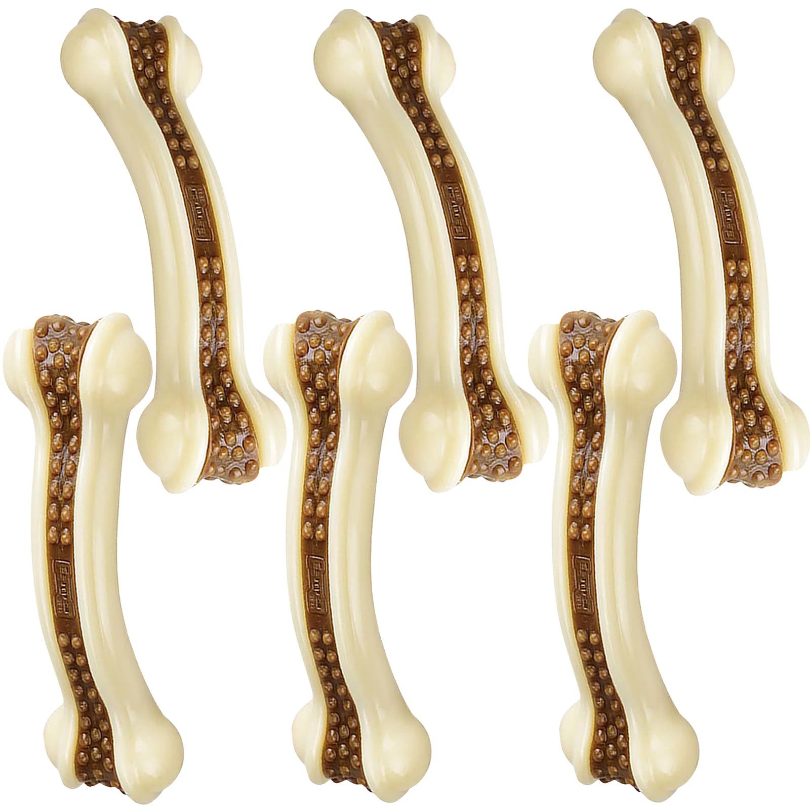 Dog Chew Toys For Aggressive Chewers, 6 Pack L Real Beef Flavor Bones,Indestructible Dog Toys For Large/Medium Breed,Pet Nylonto