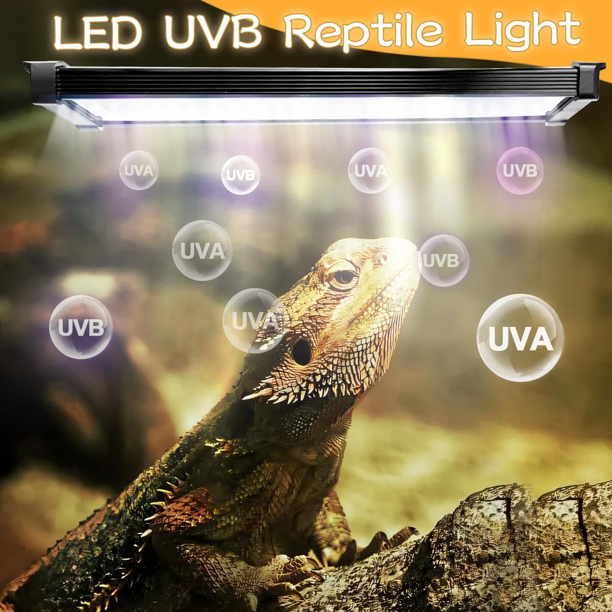 Reptidldb 11'' 20.0 Uvb Led Lamp 15W With Dimming & Timer, Full Spectrum Uva & Uvb For Bearded Dragons, Turtles, Snakes, Adjusta