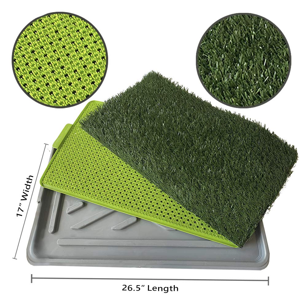 Dog Potty With Artificial Grass-Reusable 3-Layer Synthetic Training Tray That Acts Like A Dog Litterbox-Fake Grass That Dogs Prefer Over Dog Pee Pads Or Puppy Pad