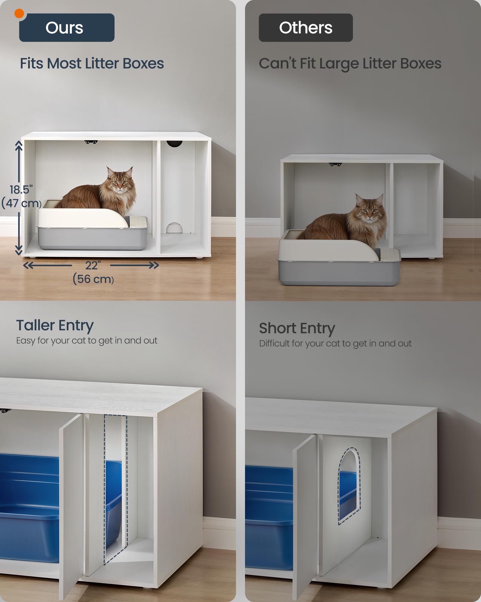 Songmics Home Superfast Toolless Assembly, Cat Litter Box Enclosure, Cat House, For Large Cats, Push-To-Open Doors, Display Side