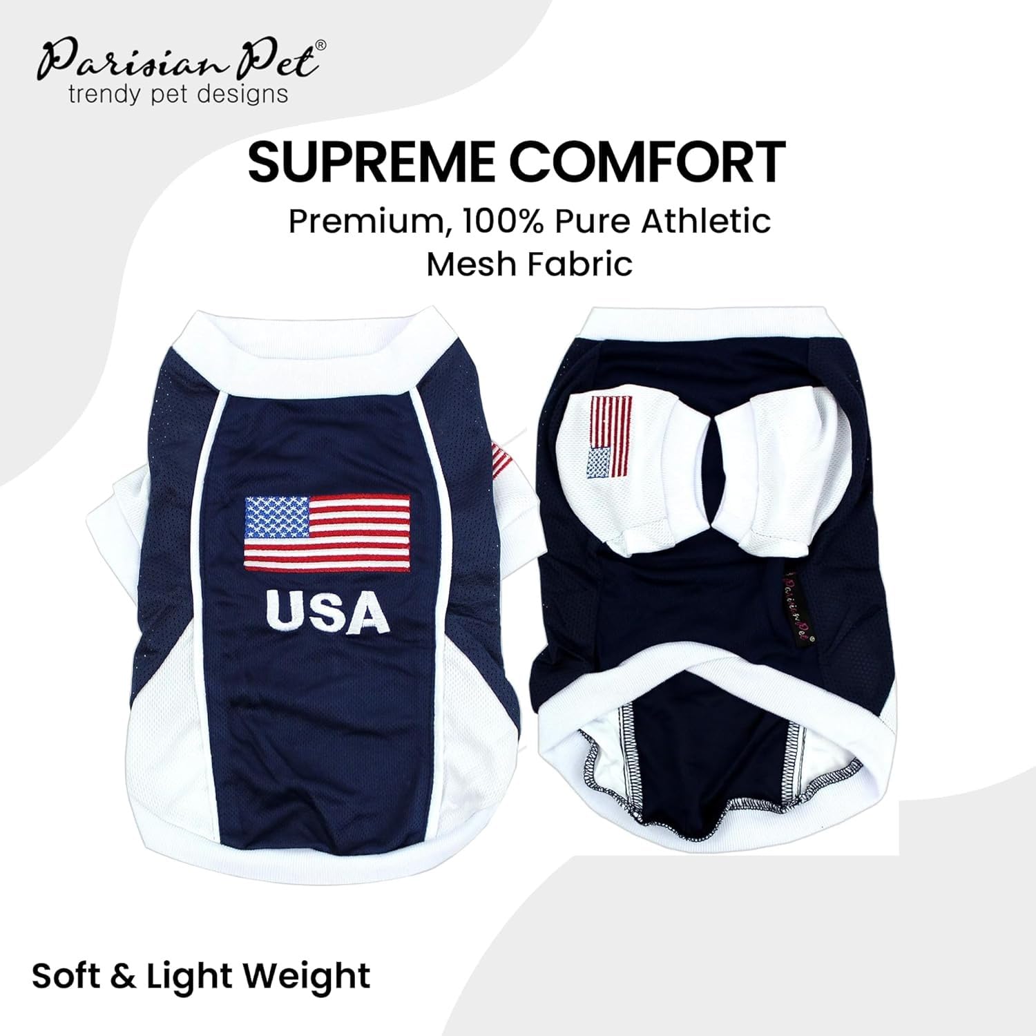 Parisian Pet Dog Jersey - Embroidered  Usa  Breathable Mesh Fabric - Basketball, Football, And Olympic Sportswear Pet Clothes -