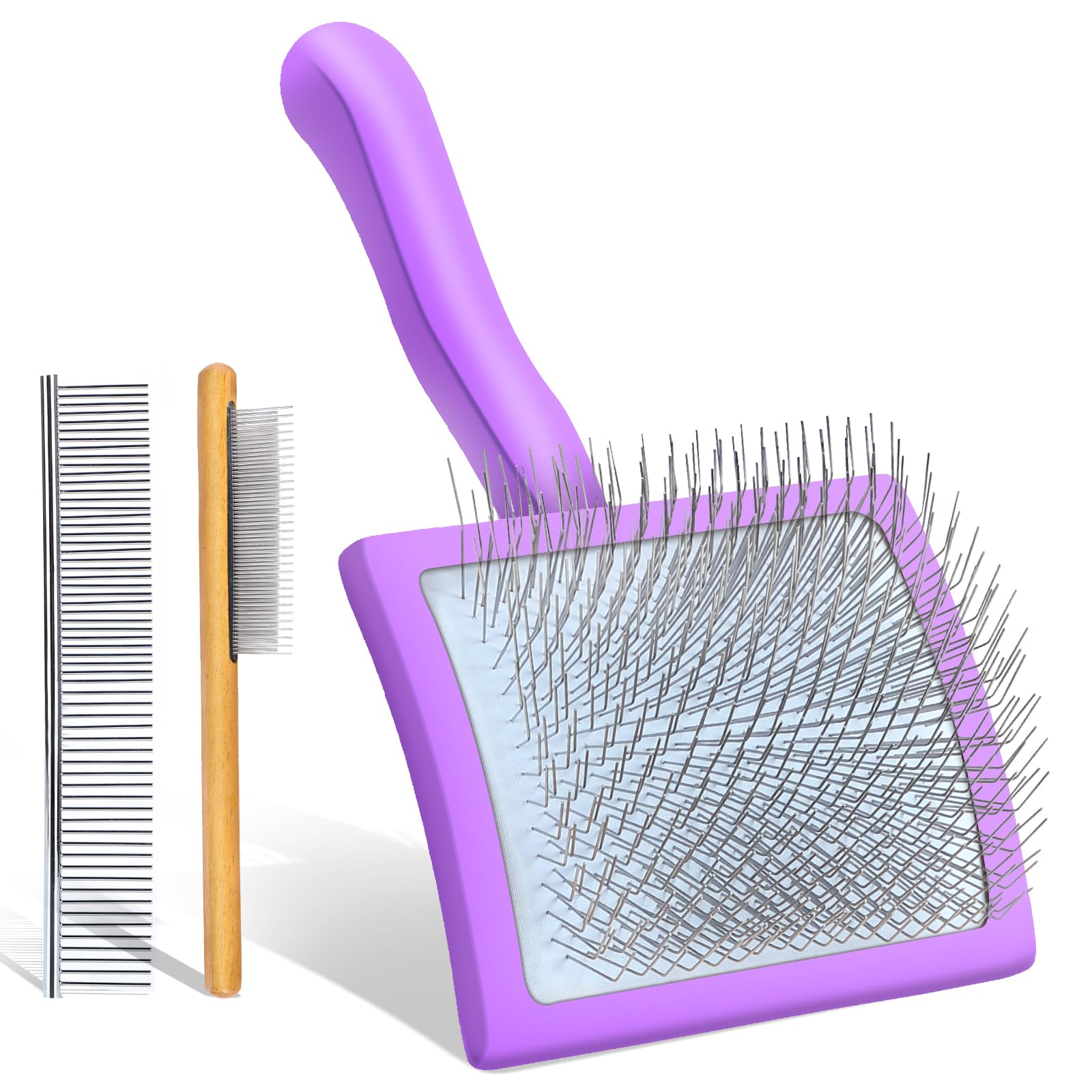 COZYGIFT Long Pin Dog Slicker Brush for Long Haired Dogs, Removes Loose Hair, Tangles and Knots, Professional Pet Grooming Kit, 