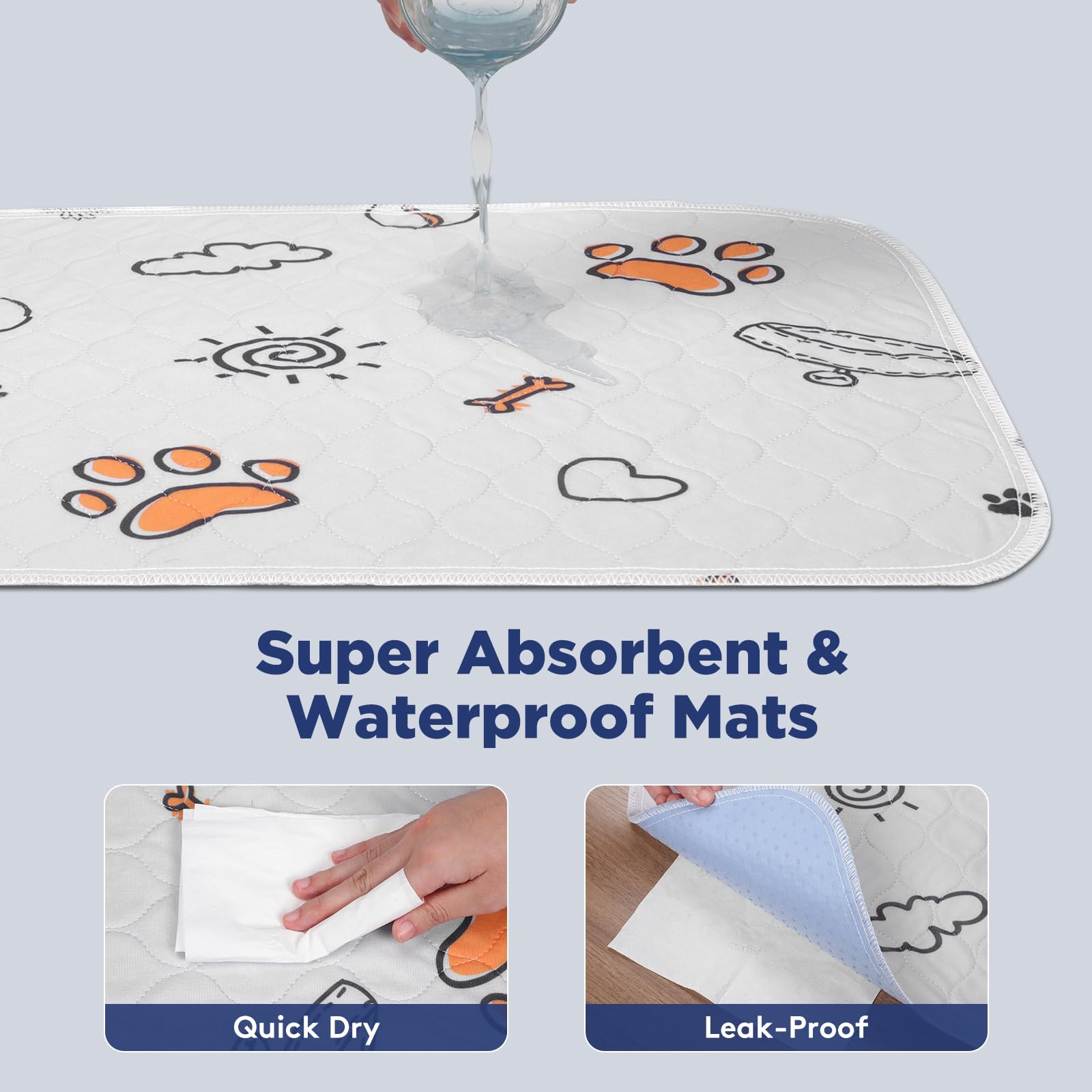 FURTIME Washable Pee Pads for Dogs, 2 Pack Large 41  x41   Super Absorbent Reusable Dog Training Pads, 100% Waterproof Non-S
