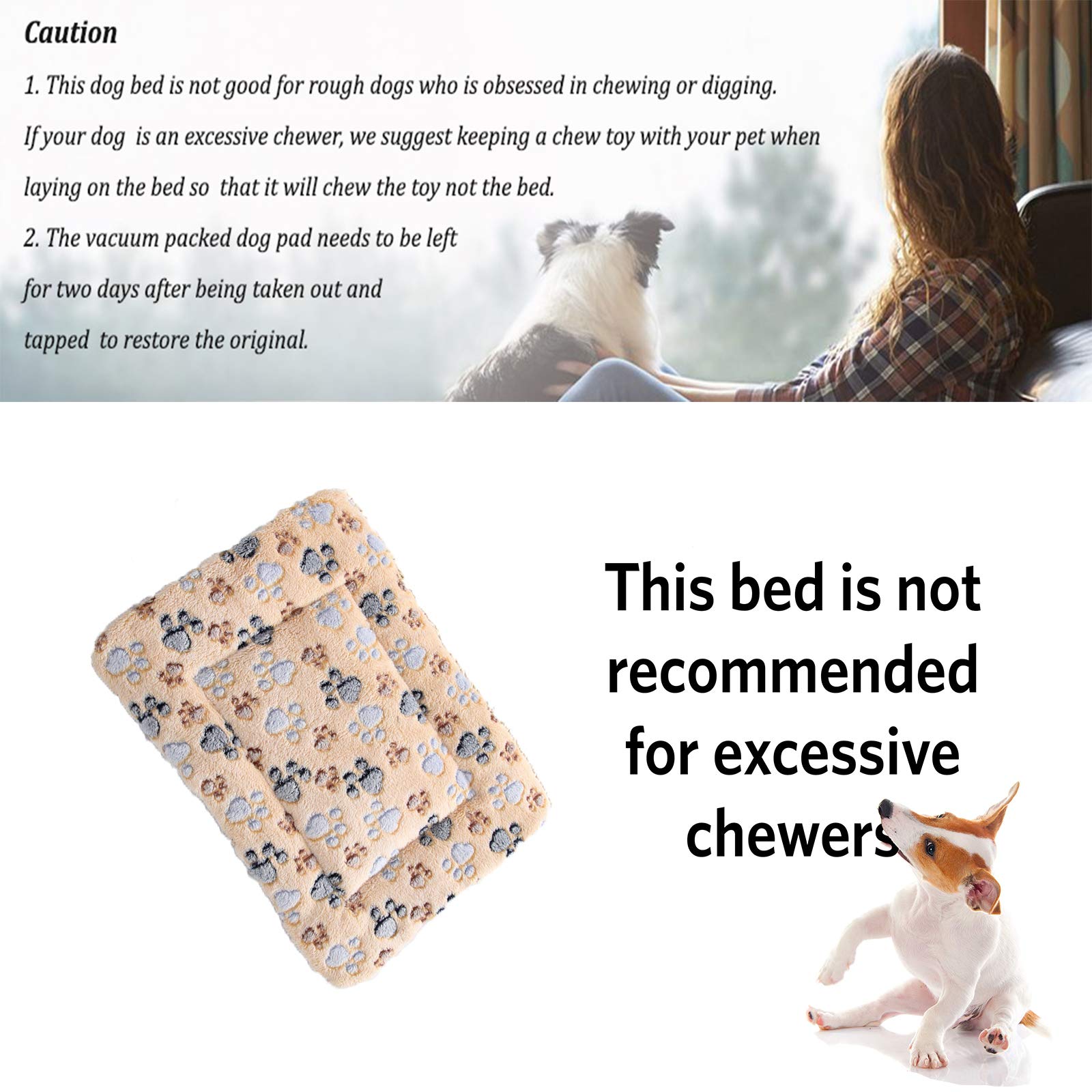 2 Pcs Pet Bed Mats. Ultra Soft Pet (Dog/Cat) Bed With Cute Prints. Reversible Faux Lambswool Kennel Pad For Medium Small Dogs And Cats. Machine Washable Pet Bed.