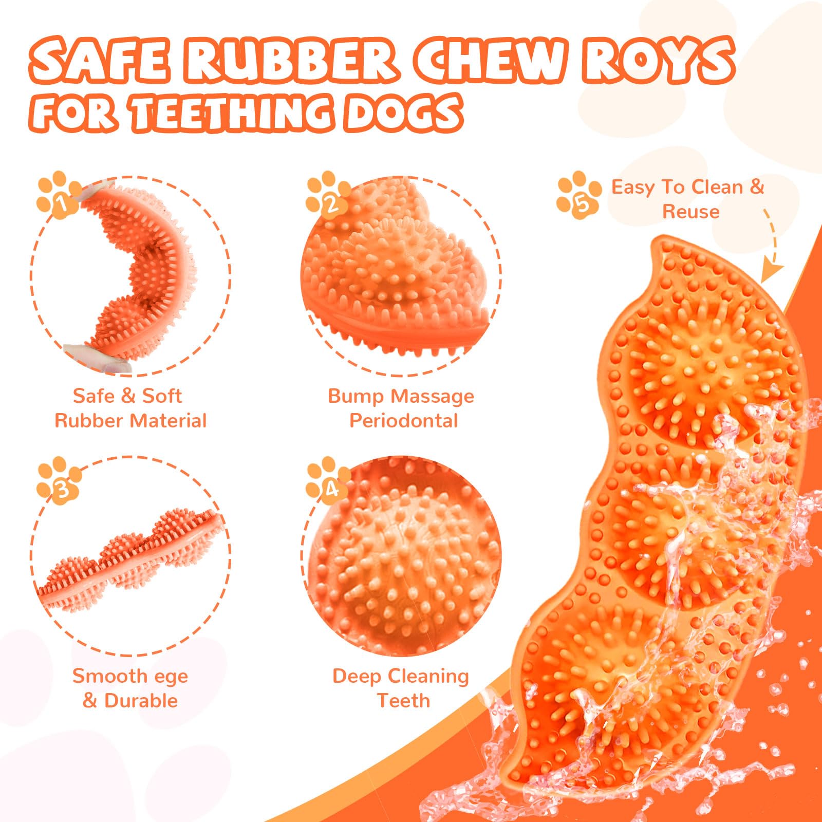 Abrrlo 6 Pack Puppy Teething Toys Cute Orange Puppy Chew Toys For Teething Durable Small Dog Chew Toy For Puppies Small Dog Sque
