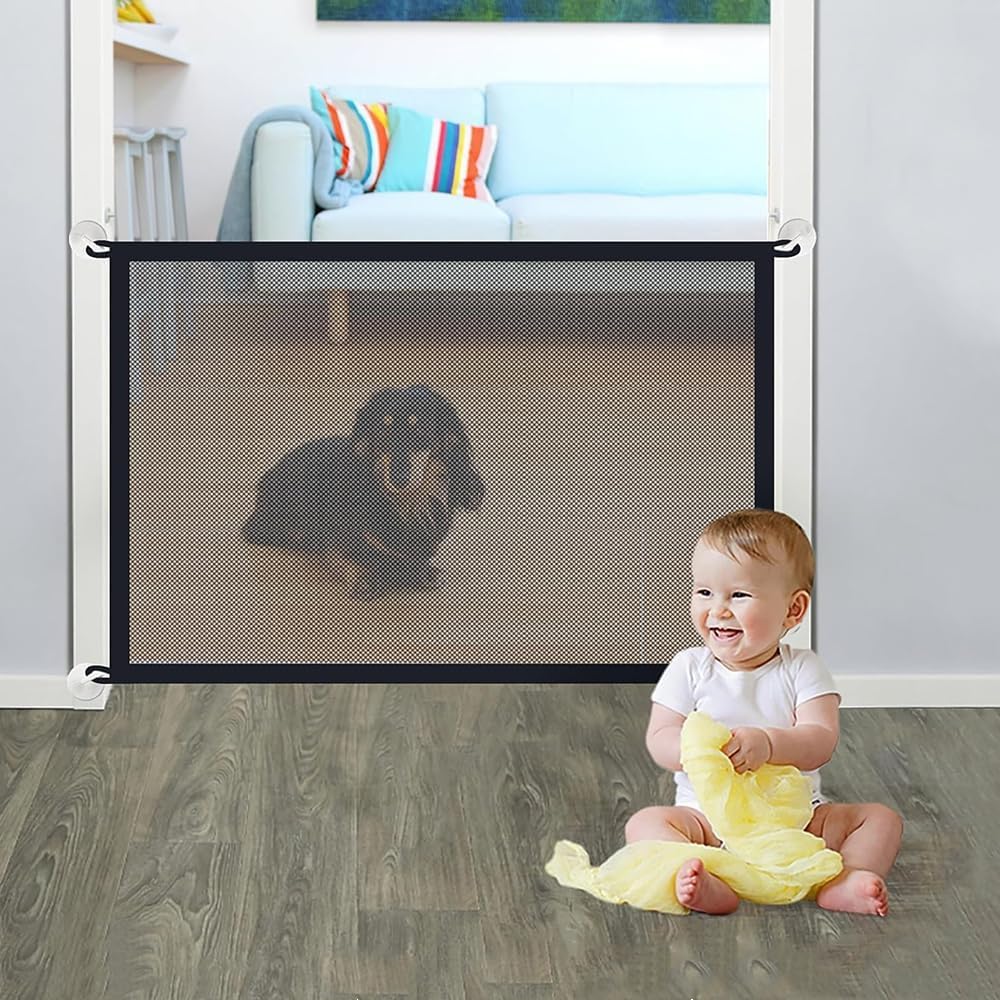 43  28    Magic Dog Gate,Magic Pet Gate For Stairs And Door, Mesh Dog Gates For The House Foldable Safety Isolation Fence,Indoor