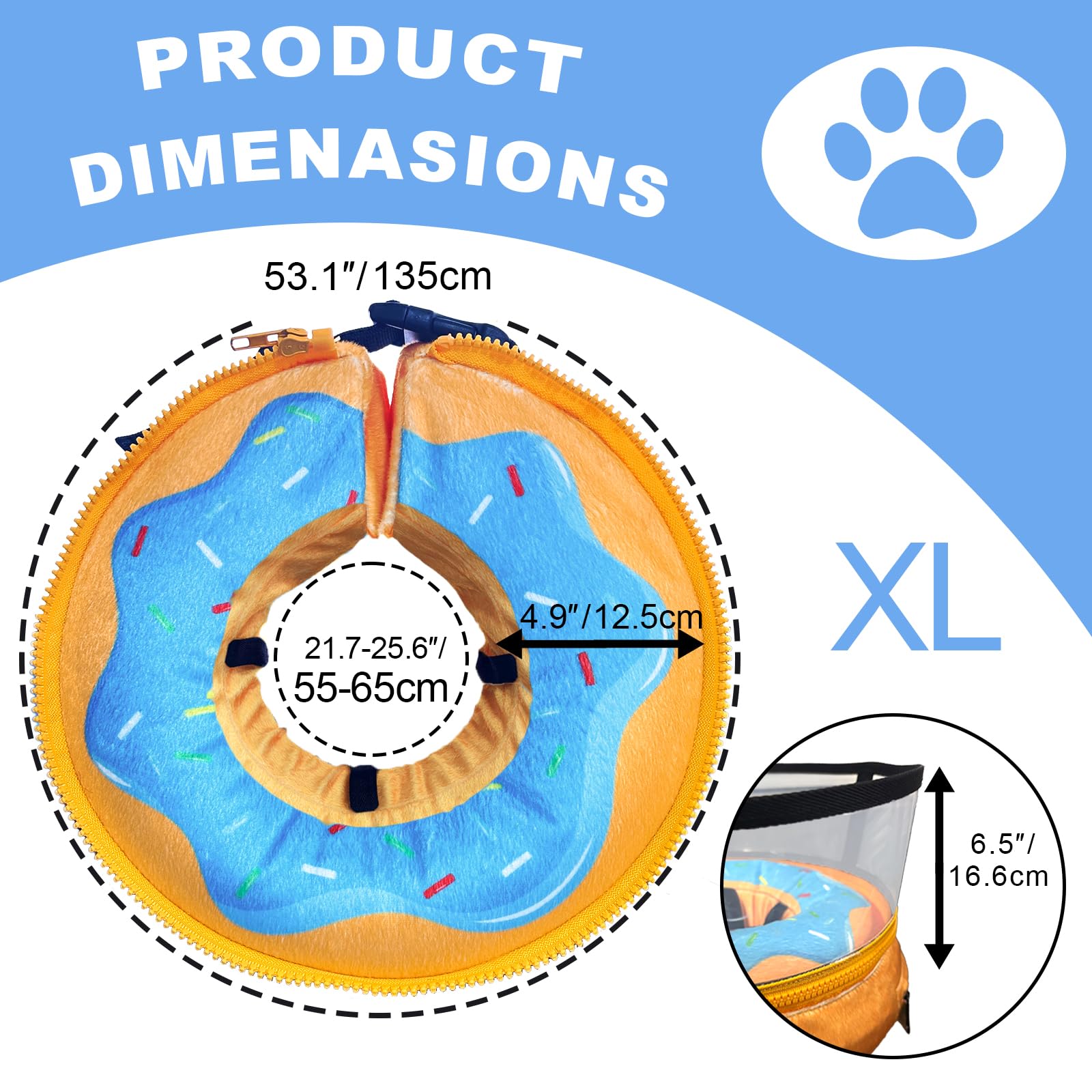 Inflatable Dog Cone Collar, Soft Dog Cone After Surgery, for M M+ L XL Dogs, with Detachable Anti Licking Shield and Inflator, 2