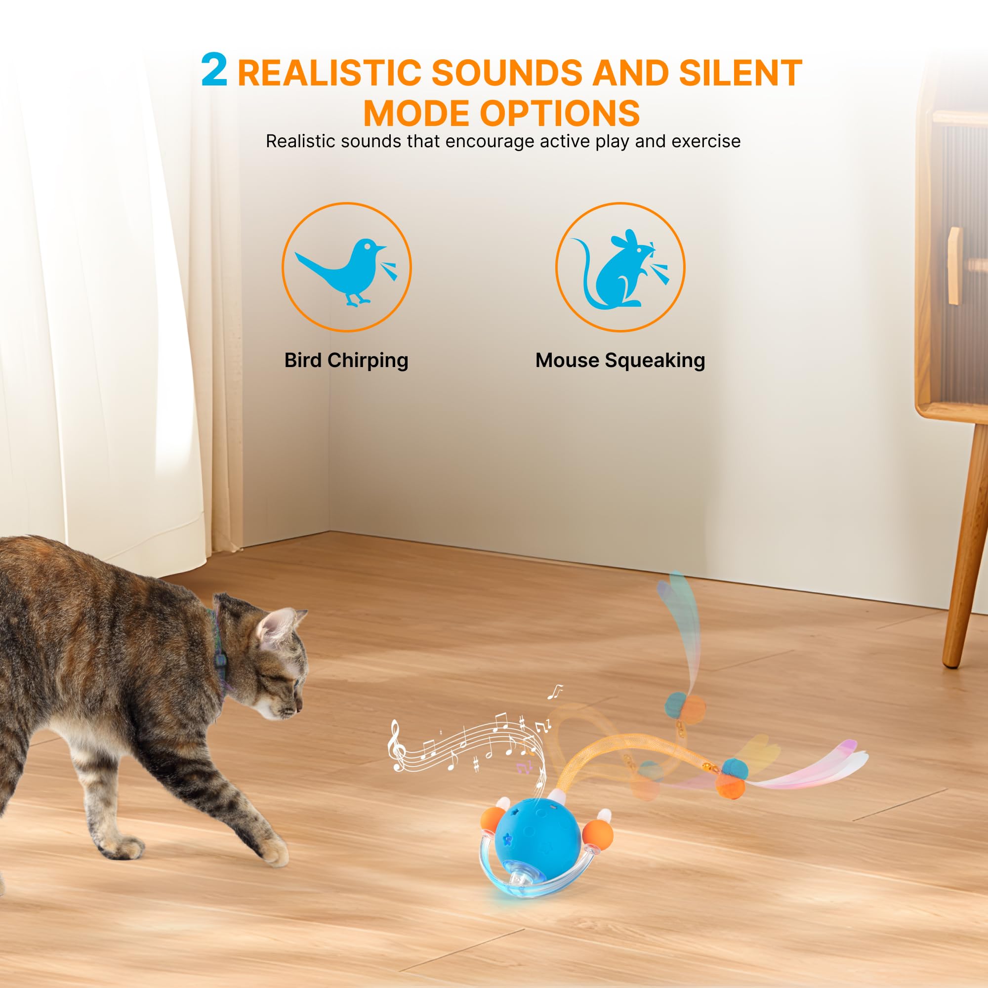 Pubialo 4Th Gen Interactive Cat Toys For Indoor Cats Adult, Moving Cat Ball With Elastic Mesh Tail,Automatic Kitten Toys For Bor